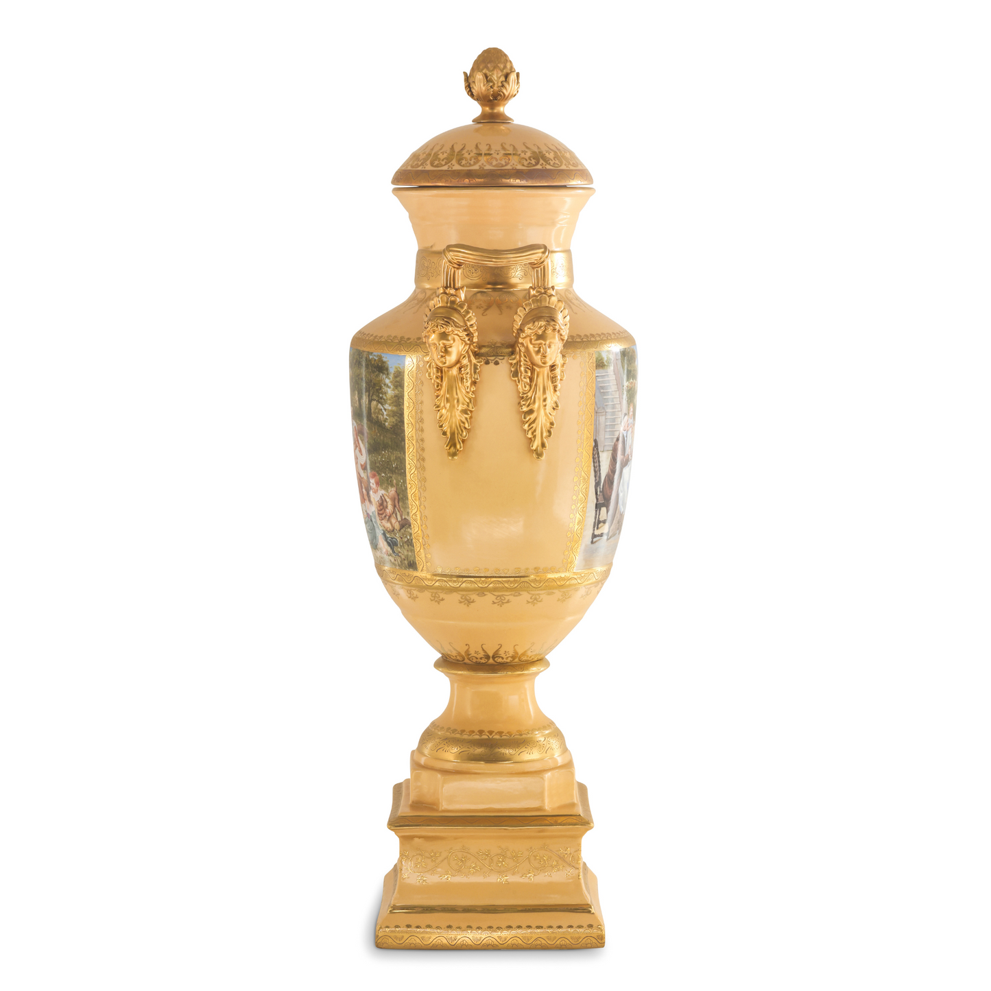 Gorgeous Hand-painted Porcelain And Bronze Vase