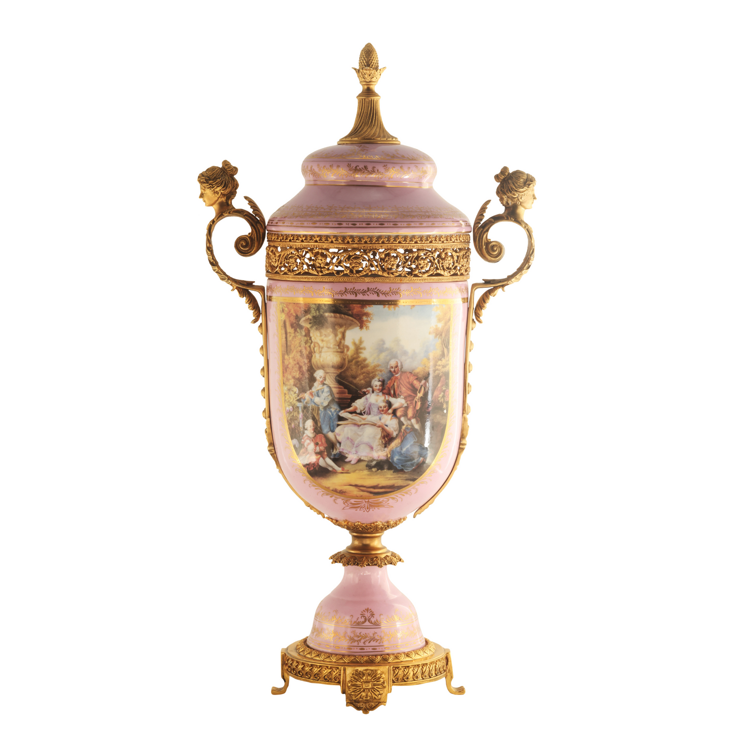 Potpourri Hand-painted Porcelain And Bronze Jar