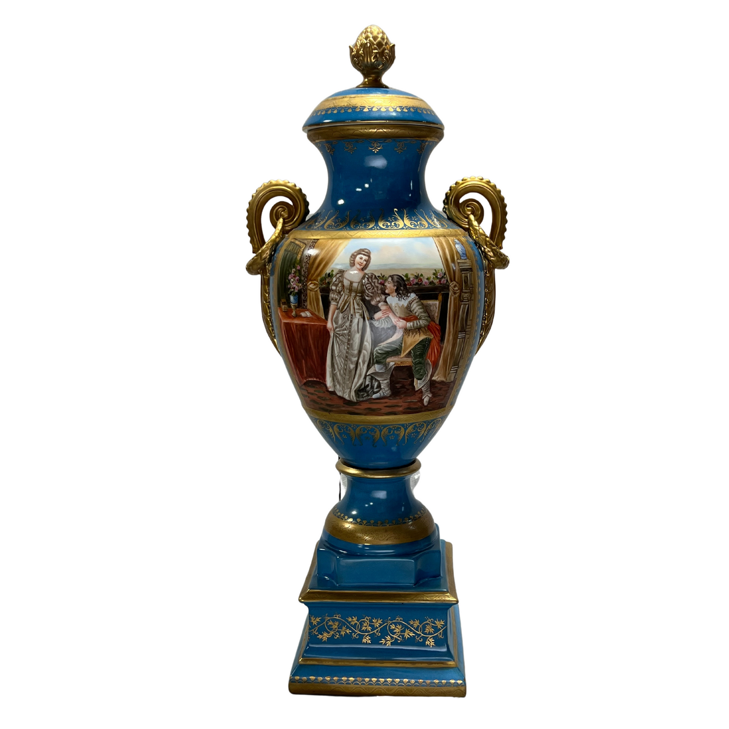 Gorgeous Hand-painted Porcelain And Bronze Vase
