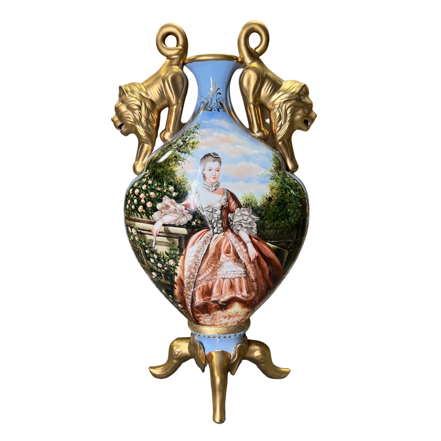 Jarrón Plano Porcelana Asa León