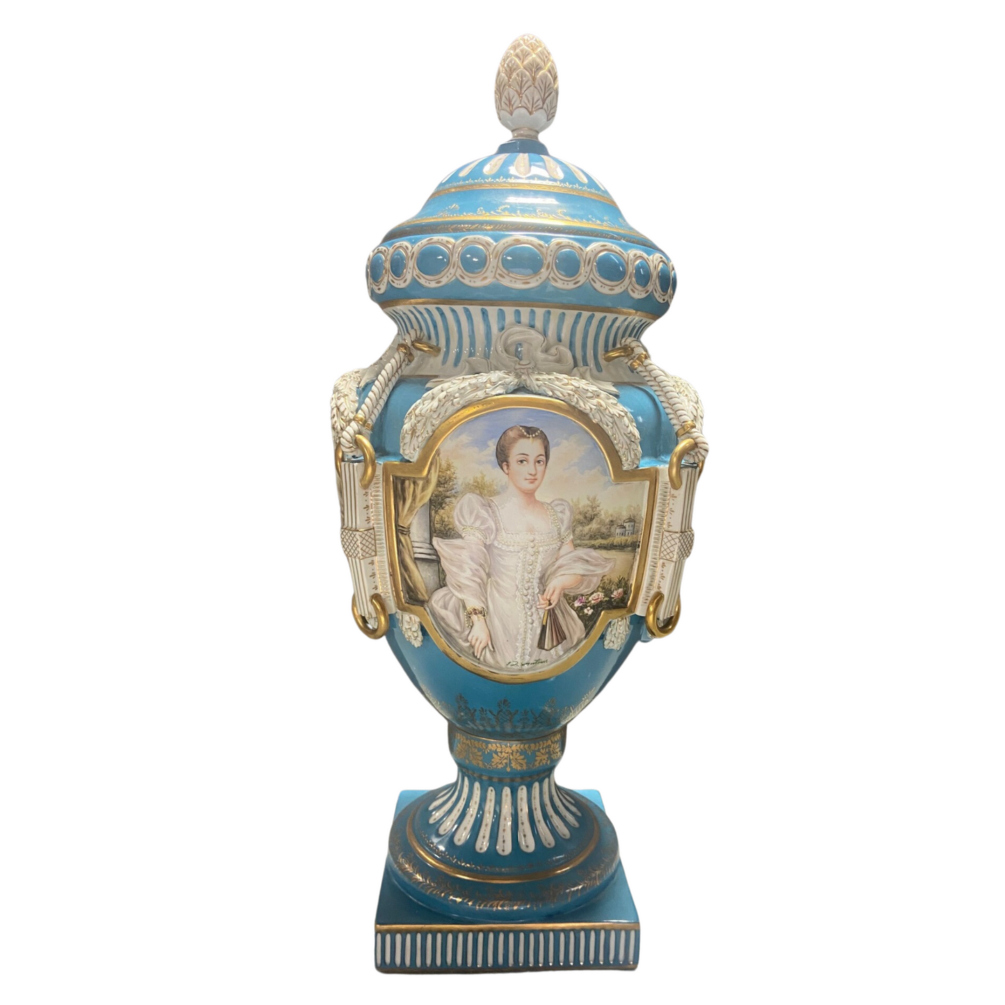 Hand Painted Rococo Style Porcelain Vase