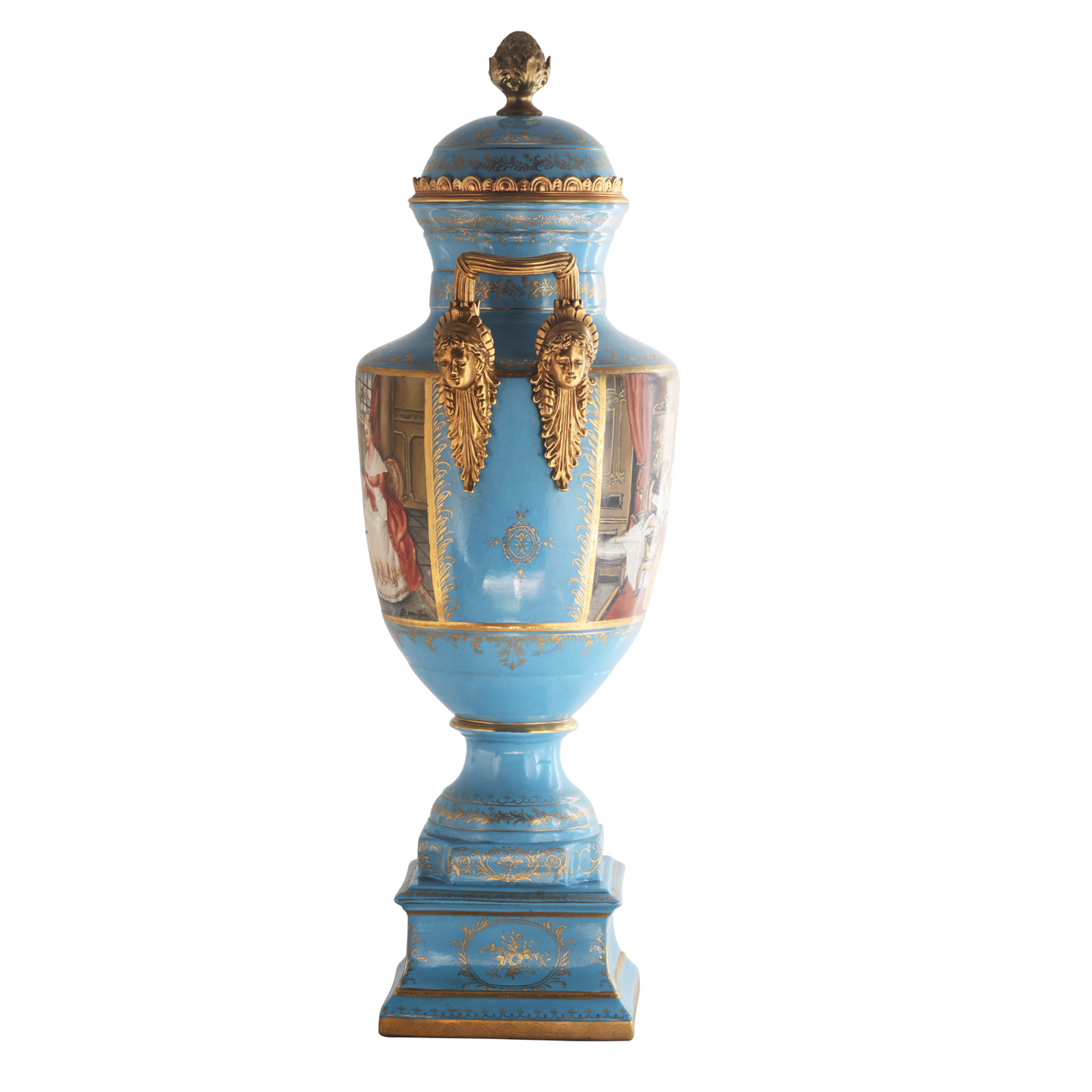 Gorgeous Hand-painted Porcelain And Bronze Vase