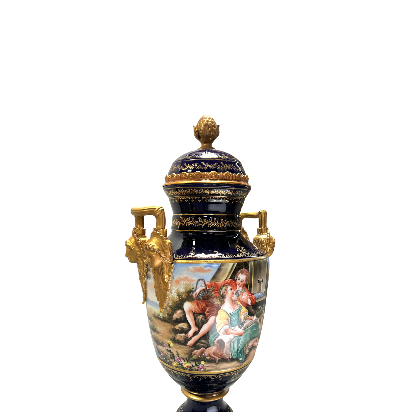 Gorgeous Hand-painted Porcelain And Bronze Vase