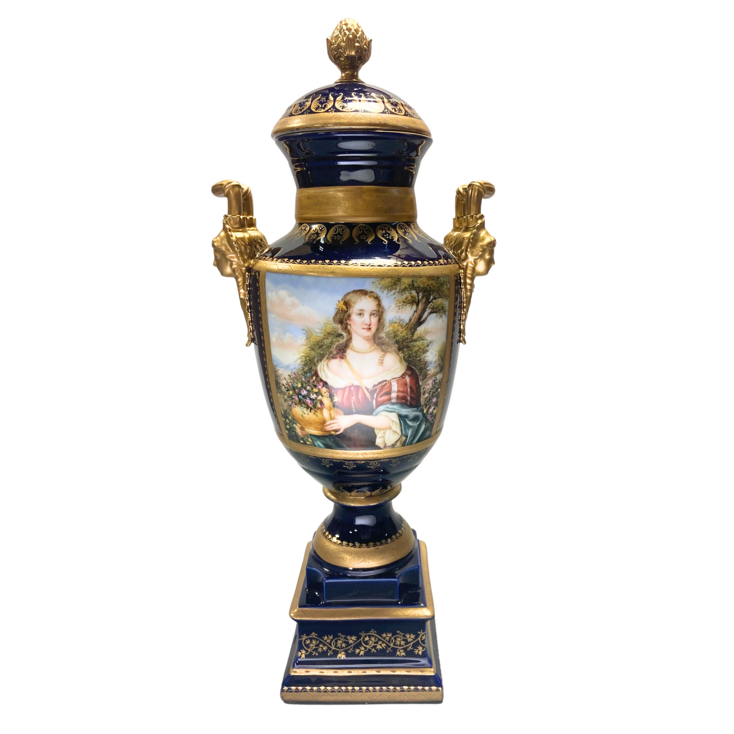 Gorgeous Hand-painted Porcelain And Bronze Vase