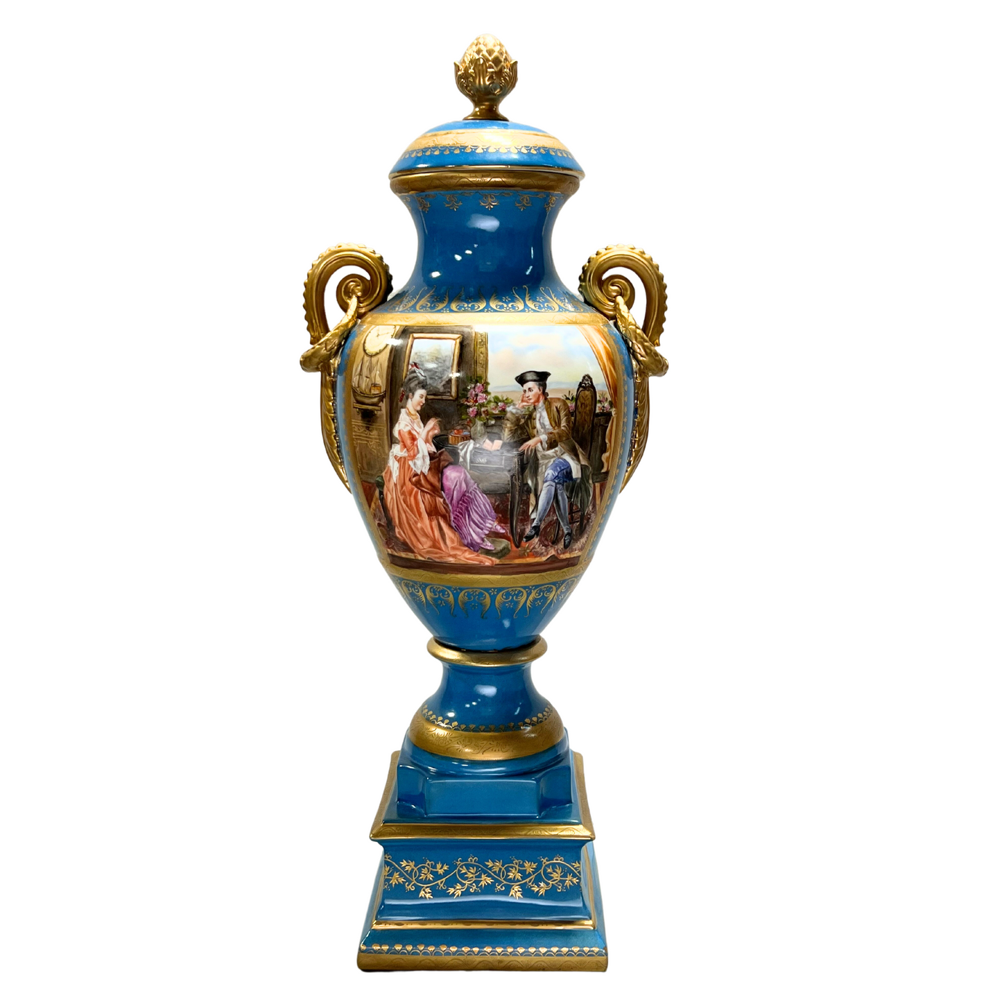 Gorgeous Hand-painted Porcelain And Bronze Vase