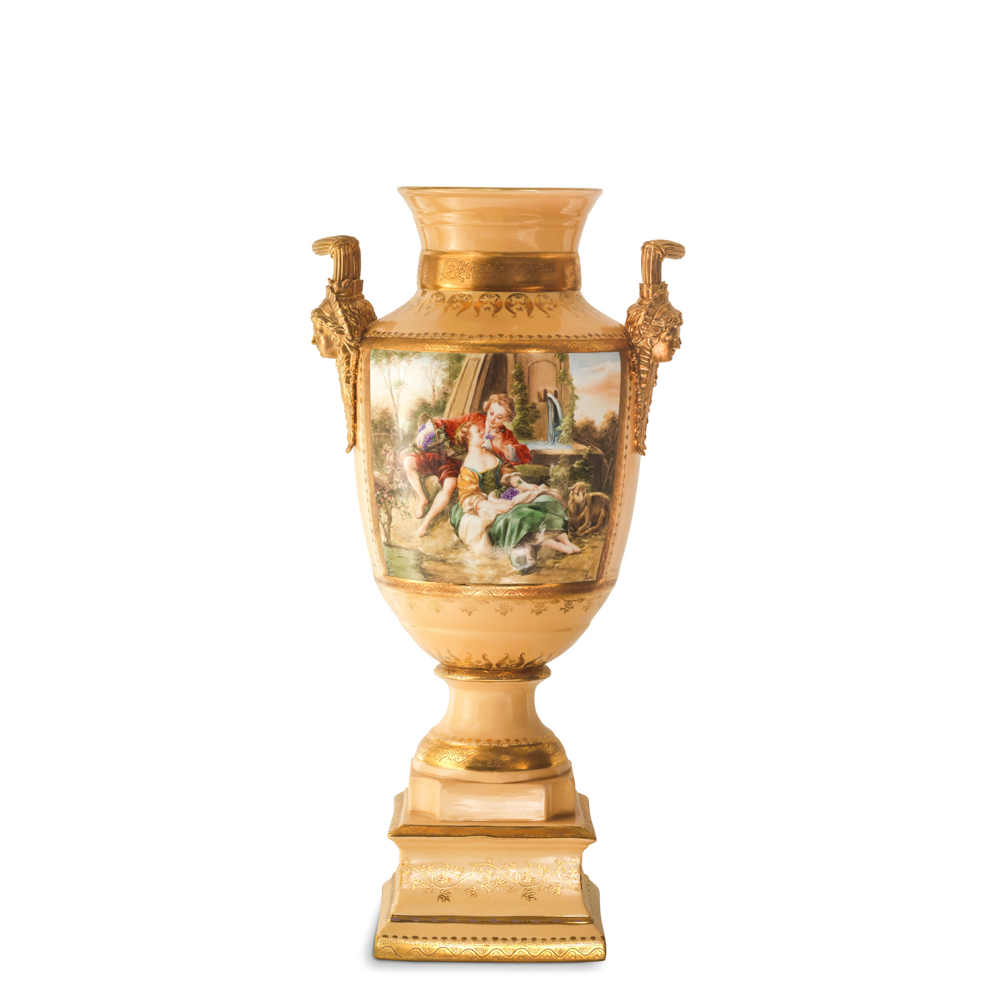 Gorgeous Hand-painted Porcelain And Bronze Vase