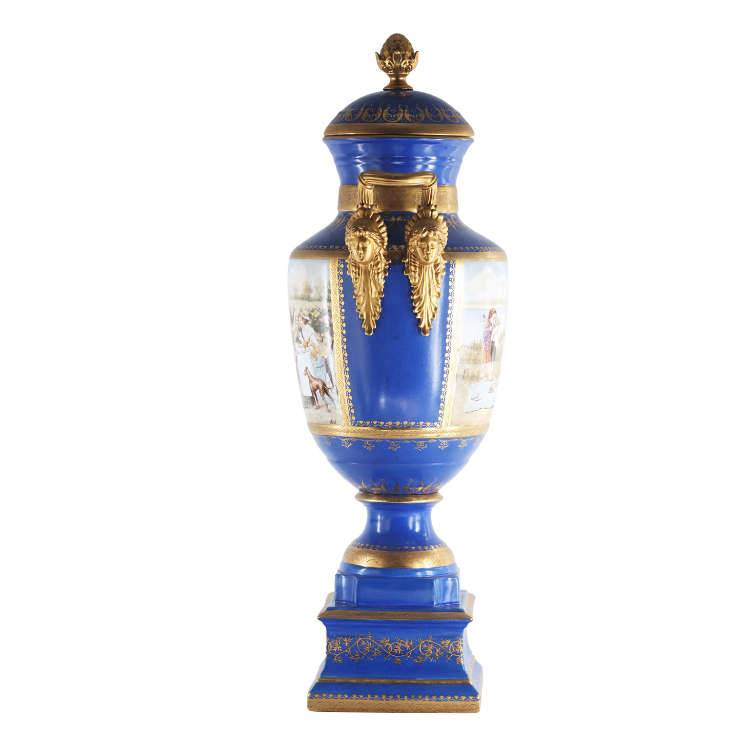 Gorgeous Hand-painted Porcelain And Bronze Vase