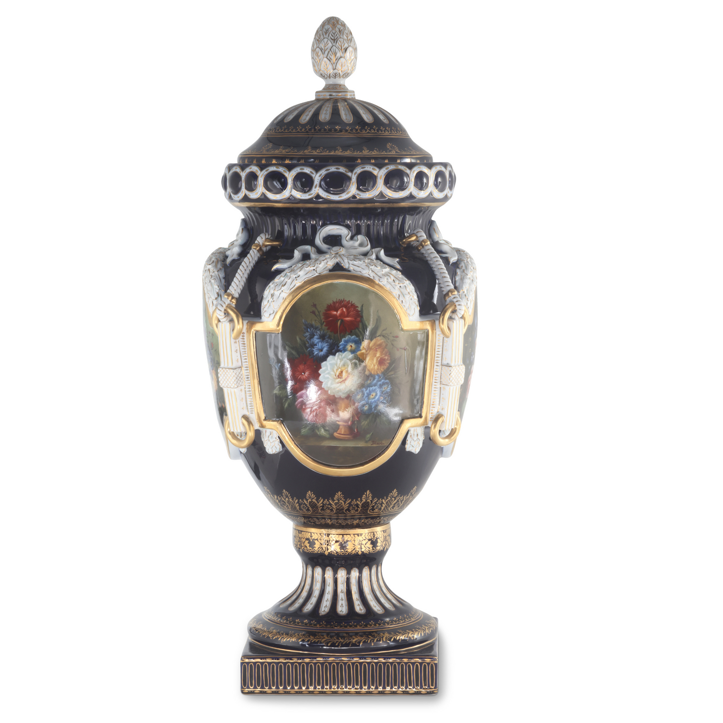 Hand Painted Rococo Style Porcelain Vase
