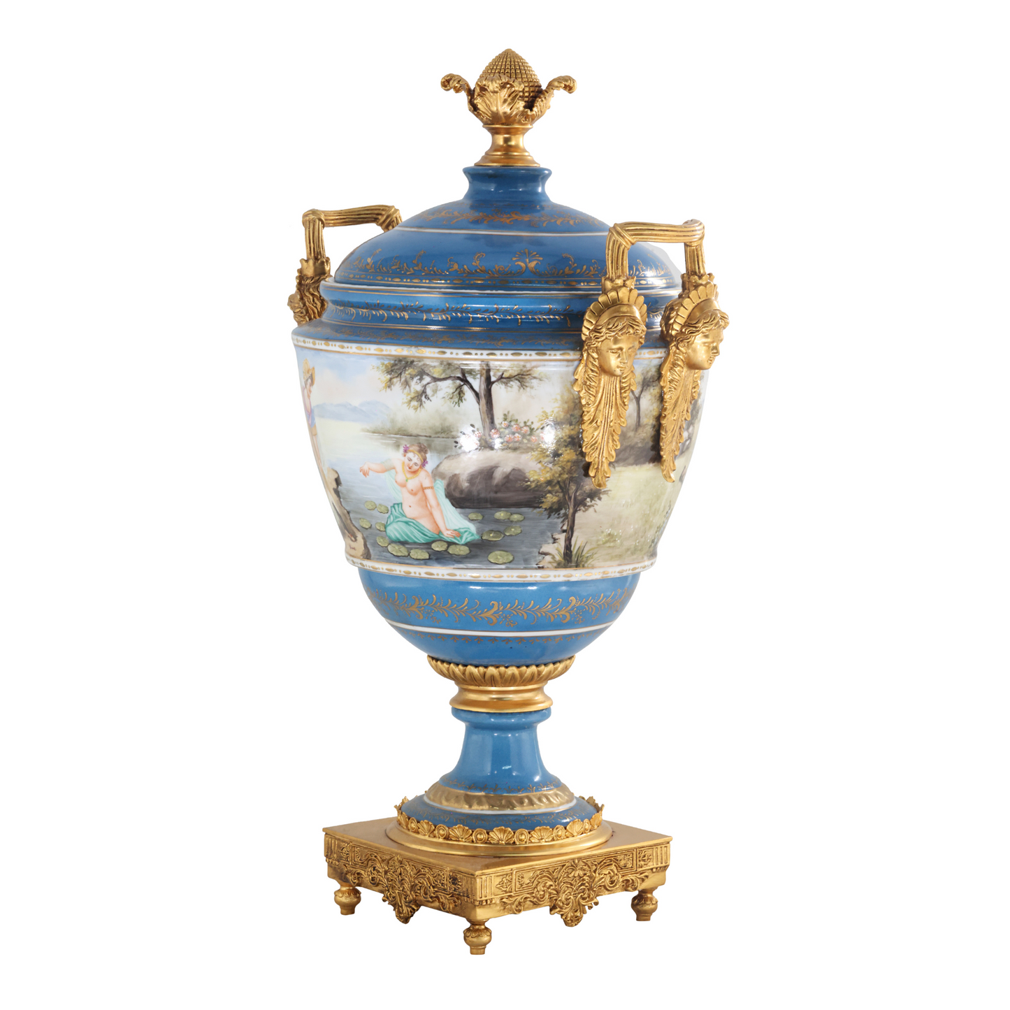 Tarro Porcelana Y Bronce