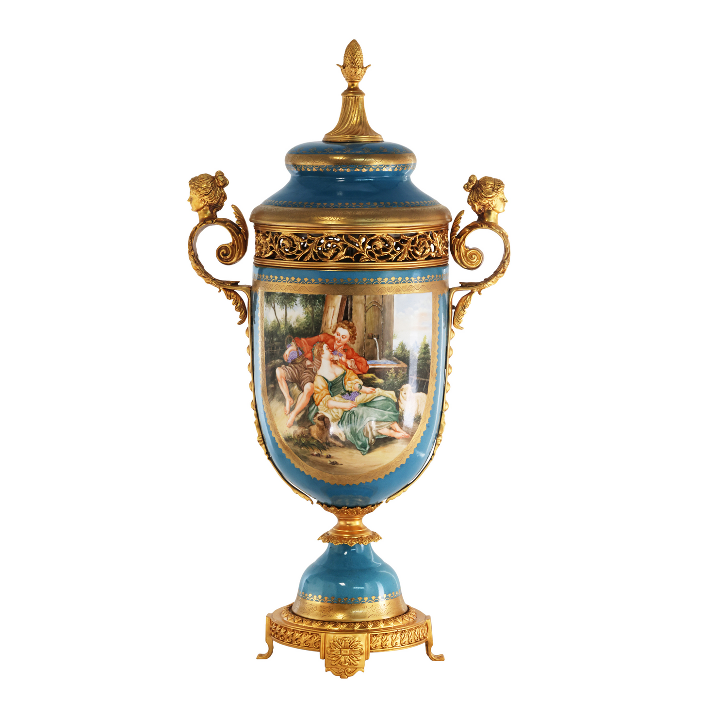 Potpourri Hand-painted Porcelain And Bronze Jar