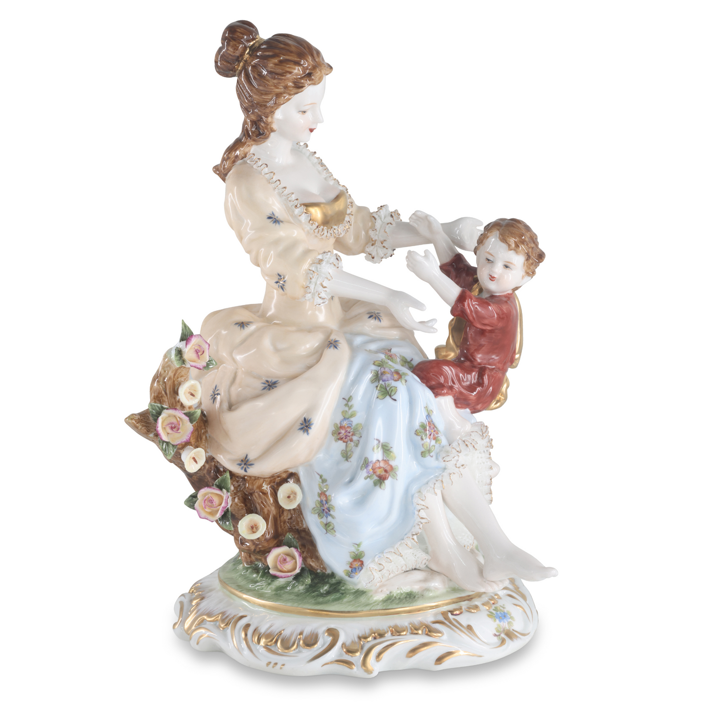 Mother and Child Net Lace Porcelain Figurine