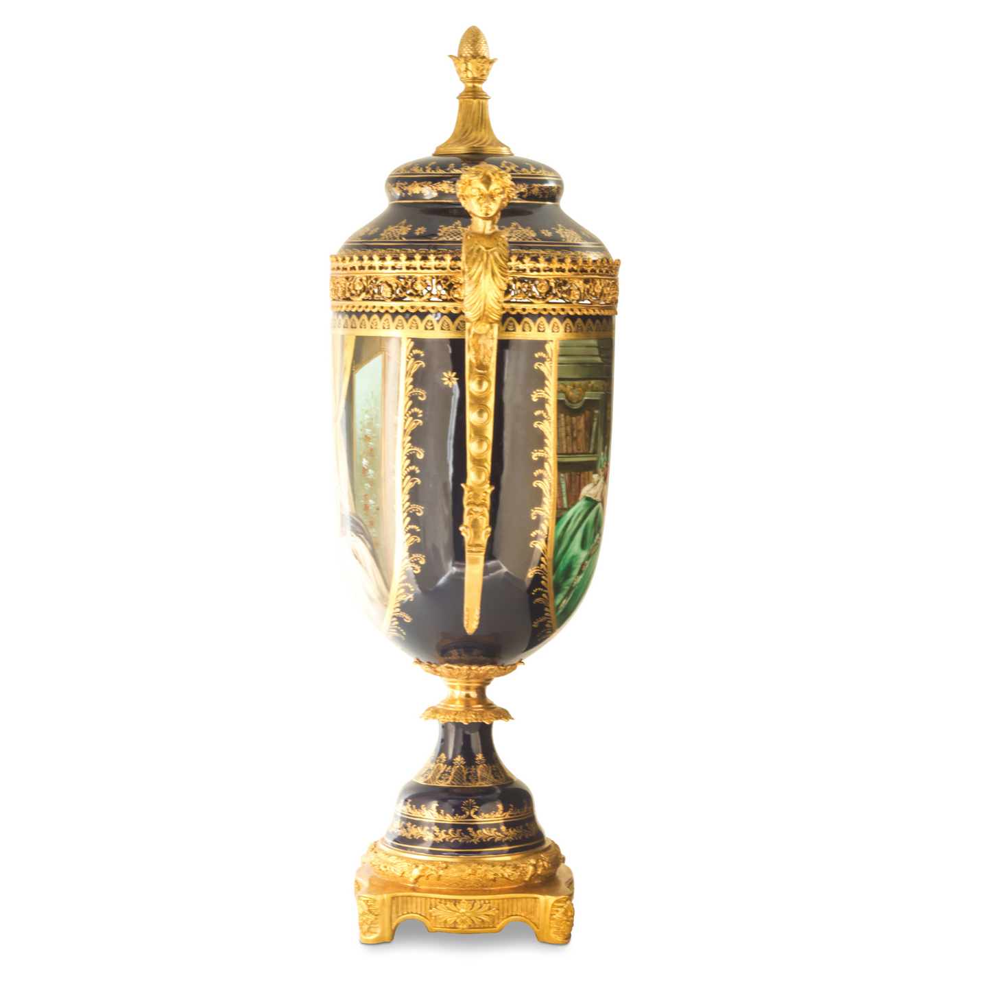 Potpourri Hand-painted Porcelain And Bronze Urn
