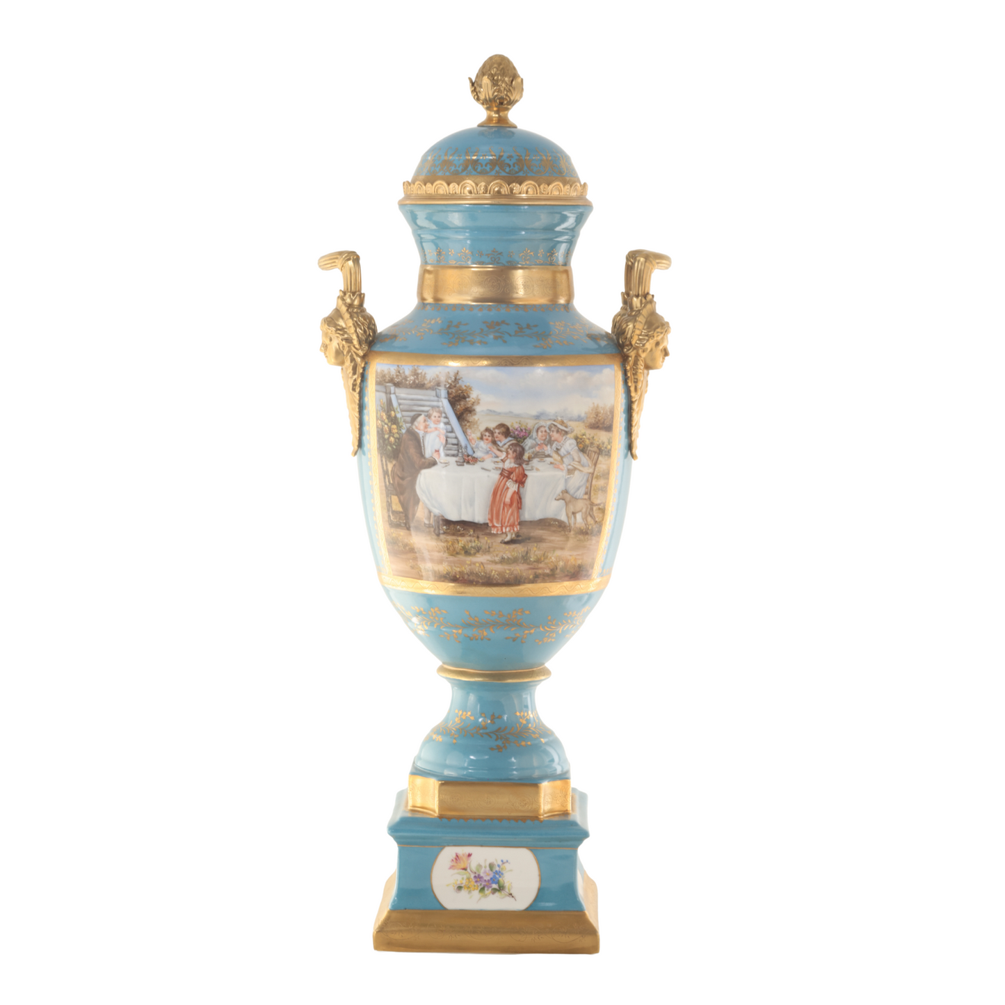 Hand-painted Porcelain Urn with Floral Motif