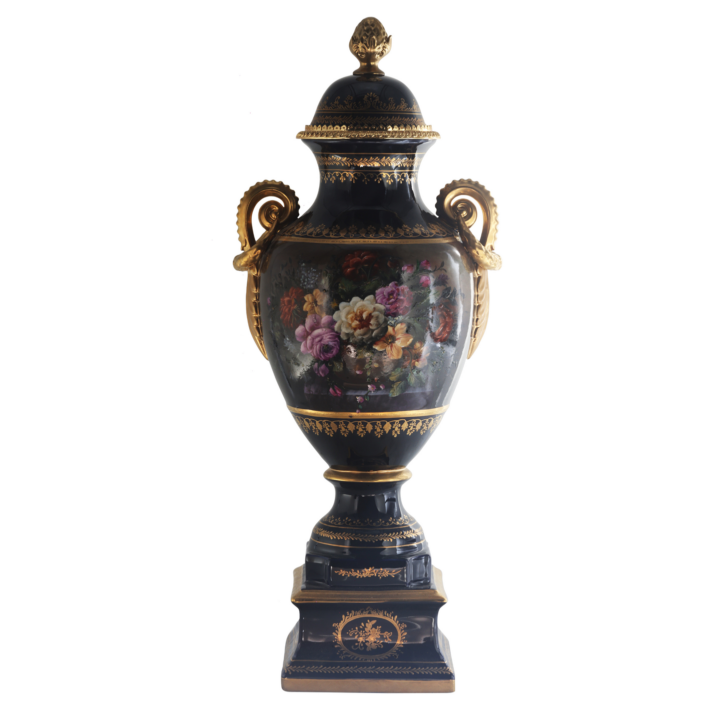 Hand-painted Porcelain Urn with Floral Motif