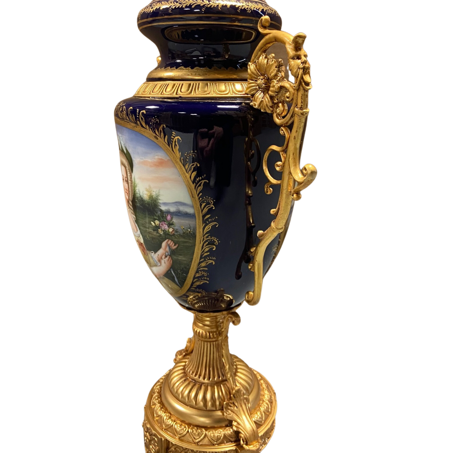 Bronze Handle Rococo Porcelain Vase