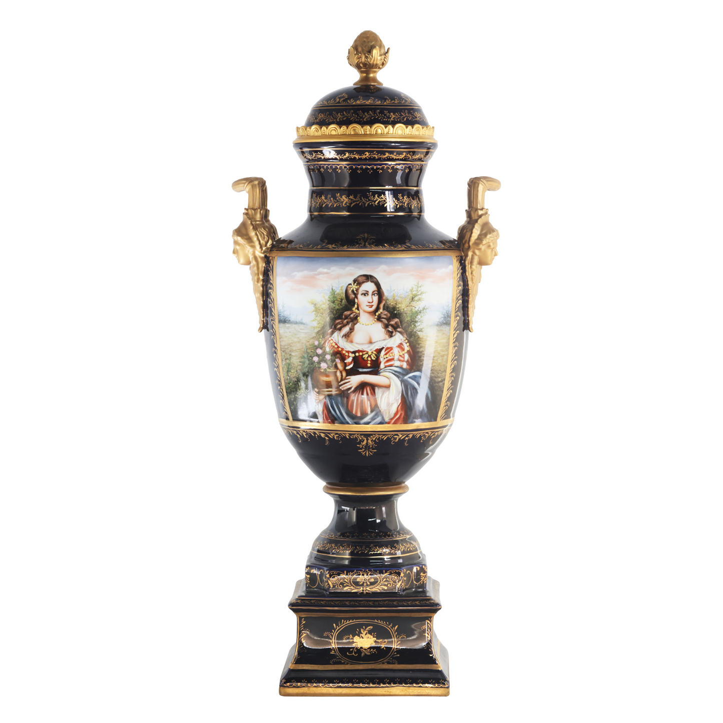 Gorgeous Hand-painted Porcelain And Bronze Vase