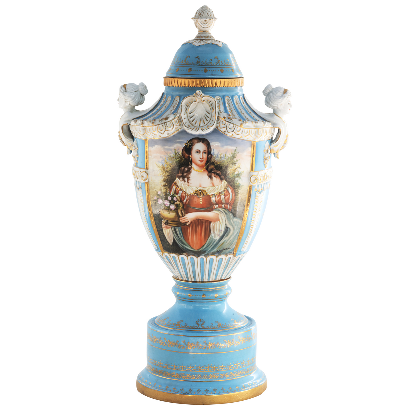 Precioso Jarrón de Porcelana Pintado a Mano
