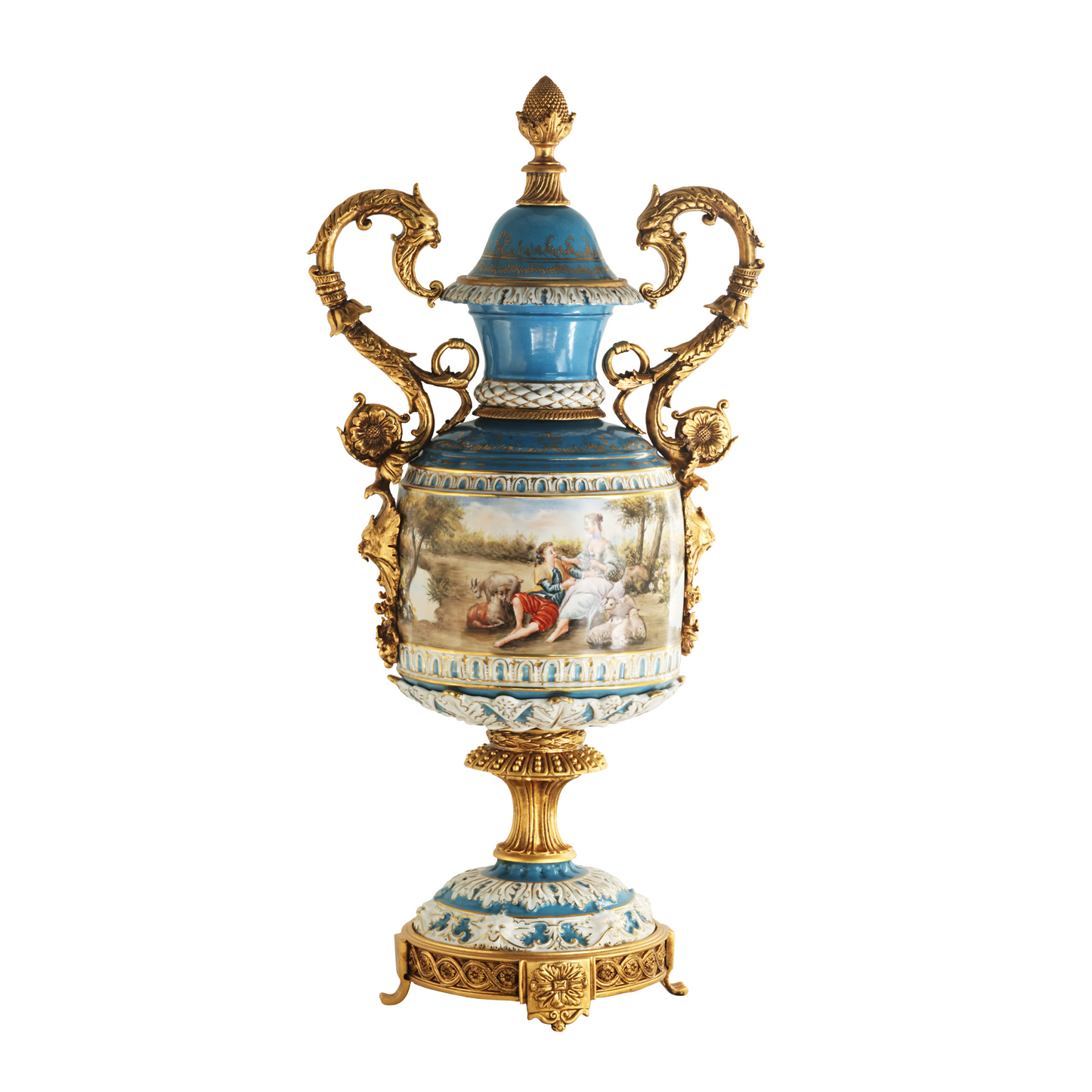 Bronze Handle Rococo Porcelain Vase