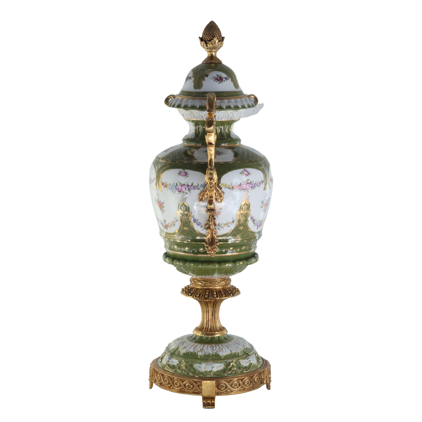 Bronze Handle Rococo Porcelain Vase