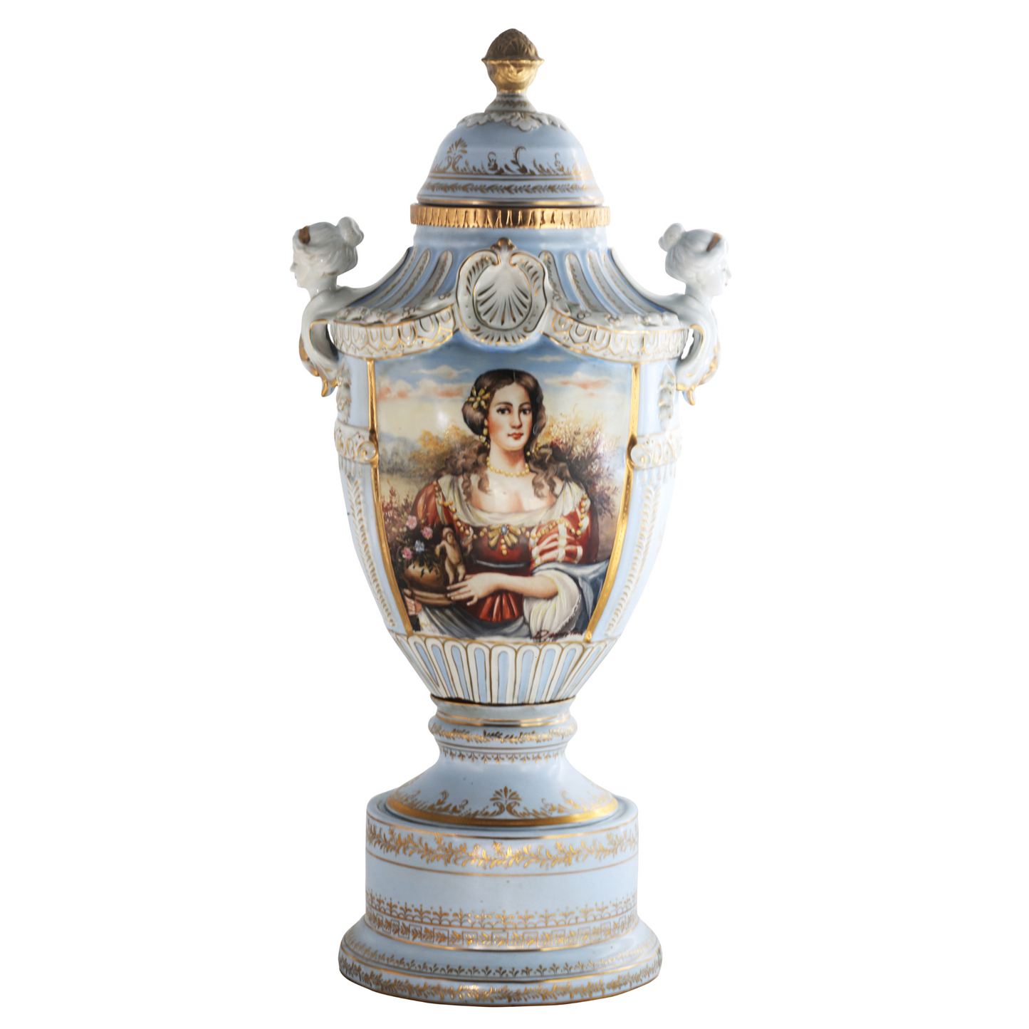 Precioso Jarrón de Porcelana Pintado a Mano