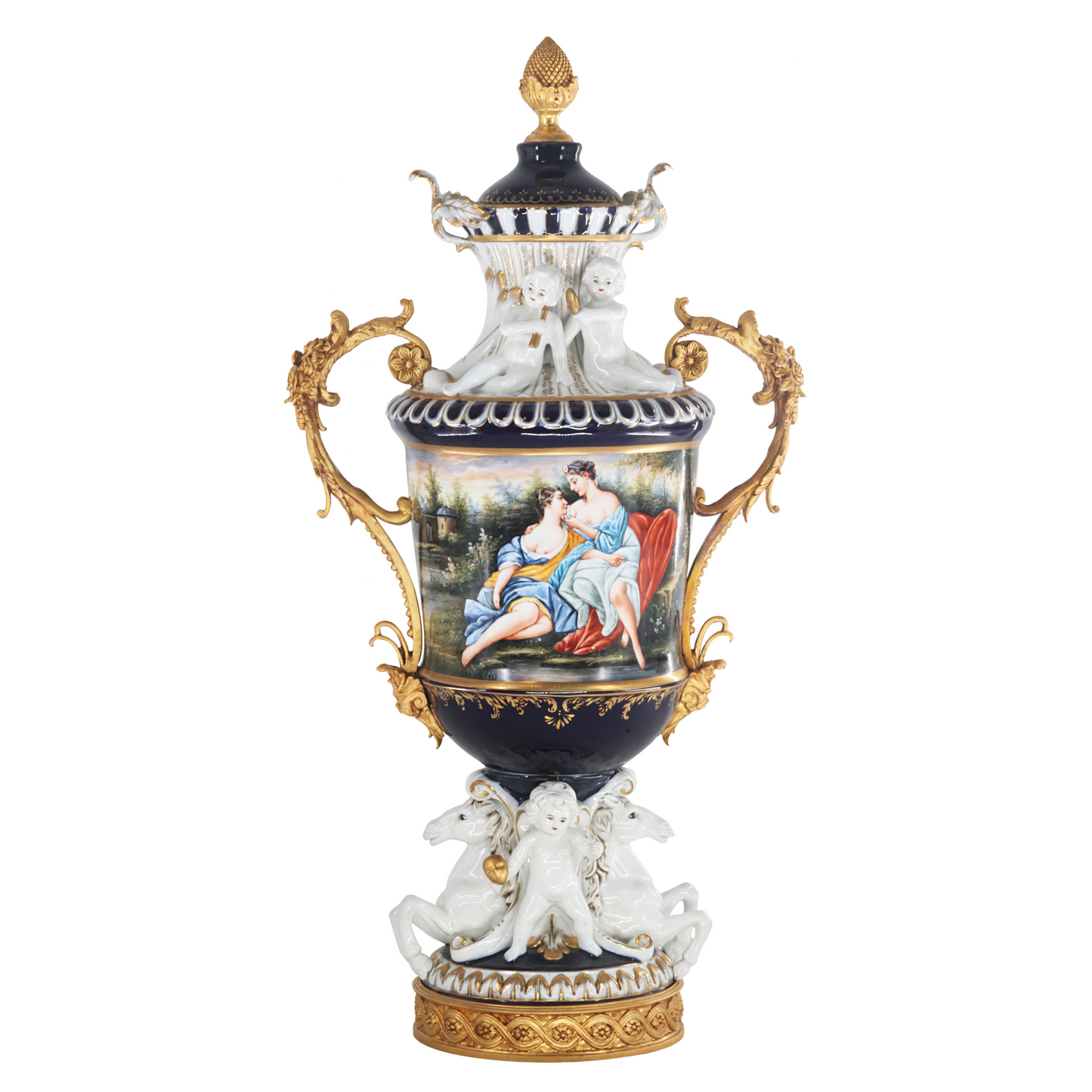 Bronze Handle Louis XV Style Porcelain Vase