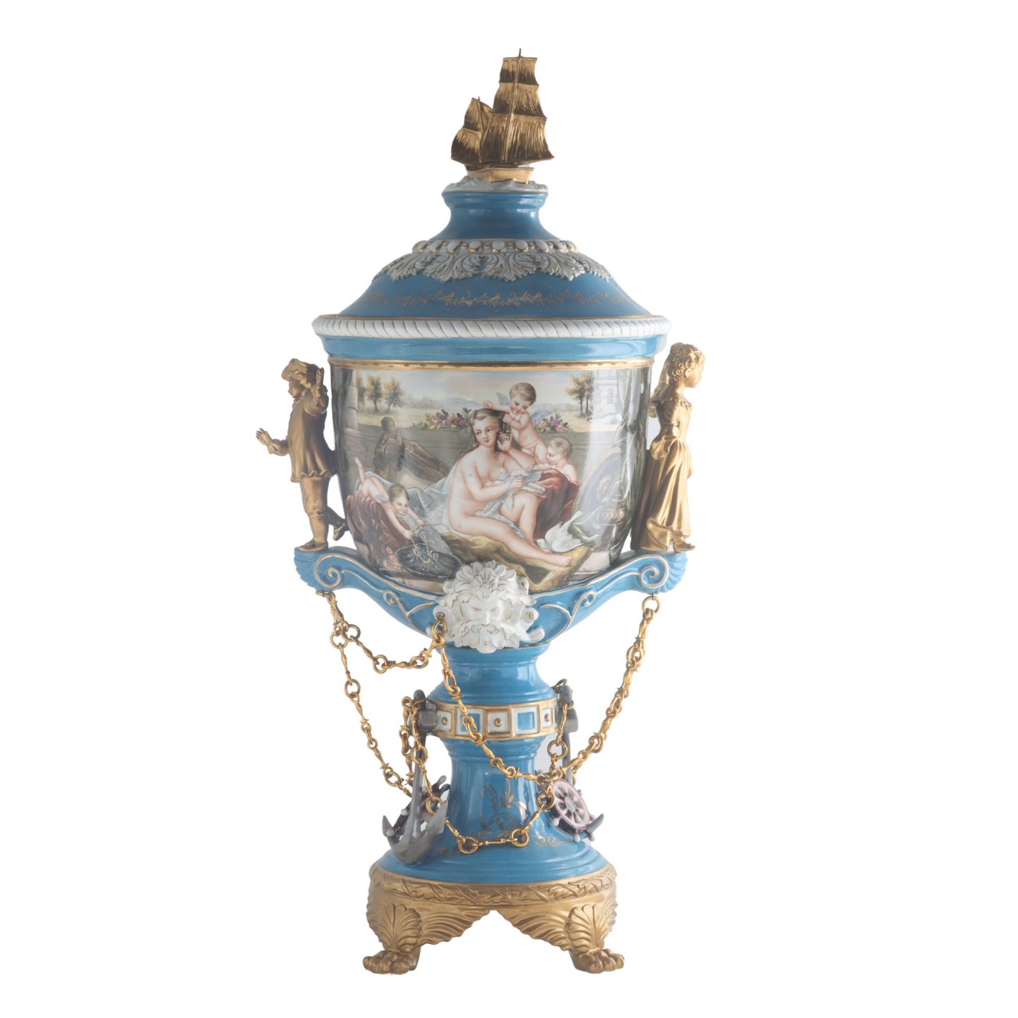 Hand-Painted Nautical Society Vase