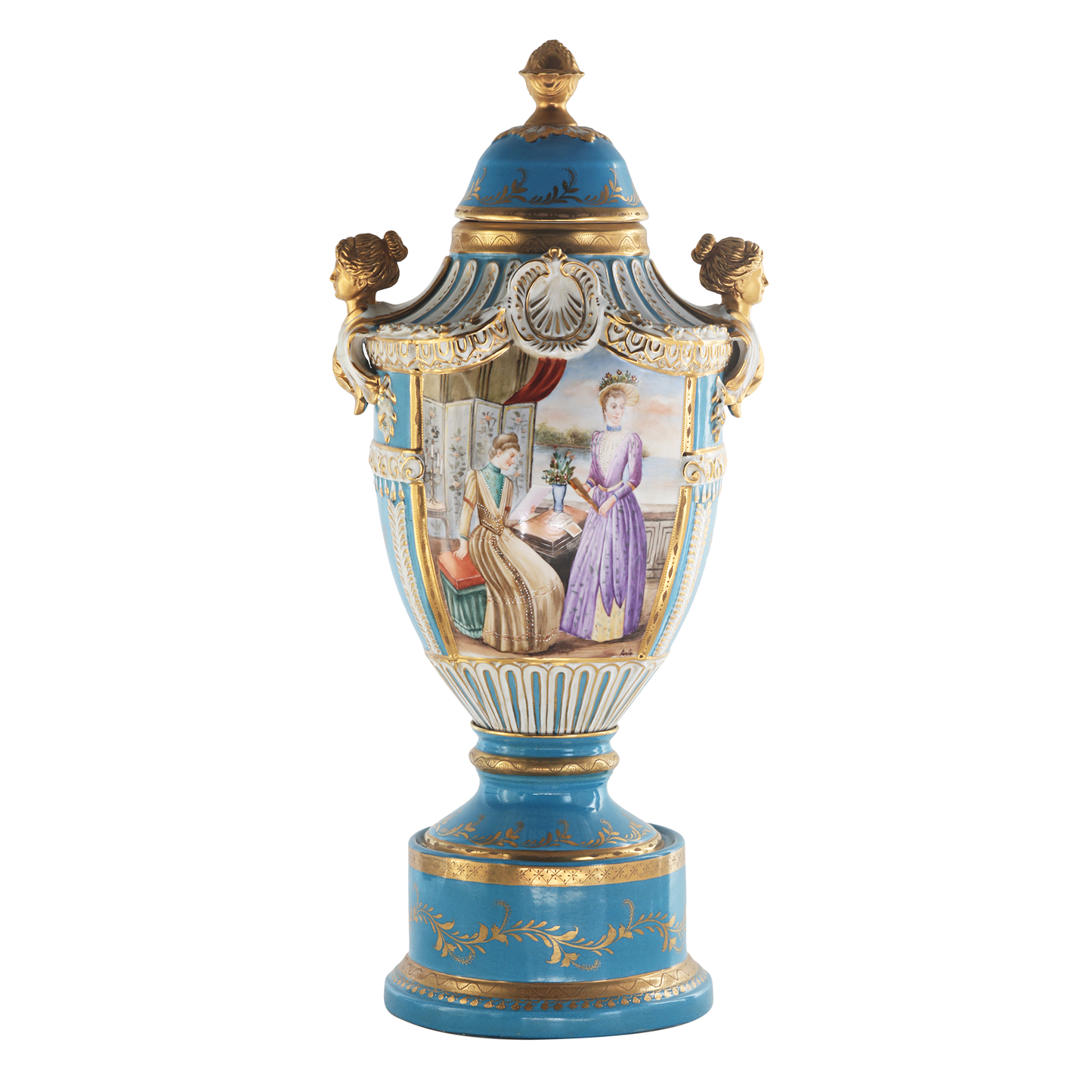 Precioso Jarrón de Porcelana Pintado a Mano