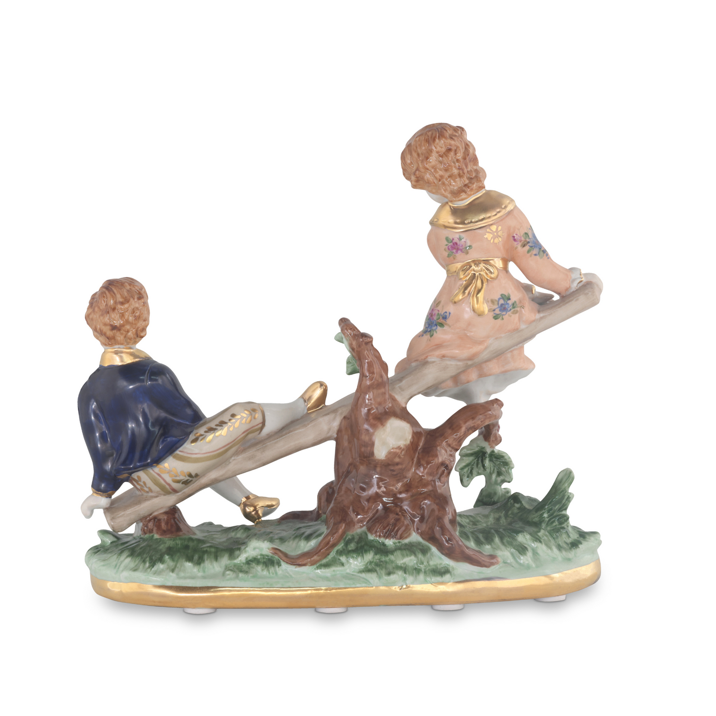 Children Playing In Nature Porcelain Figurine