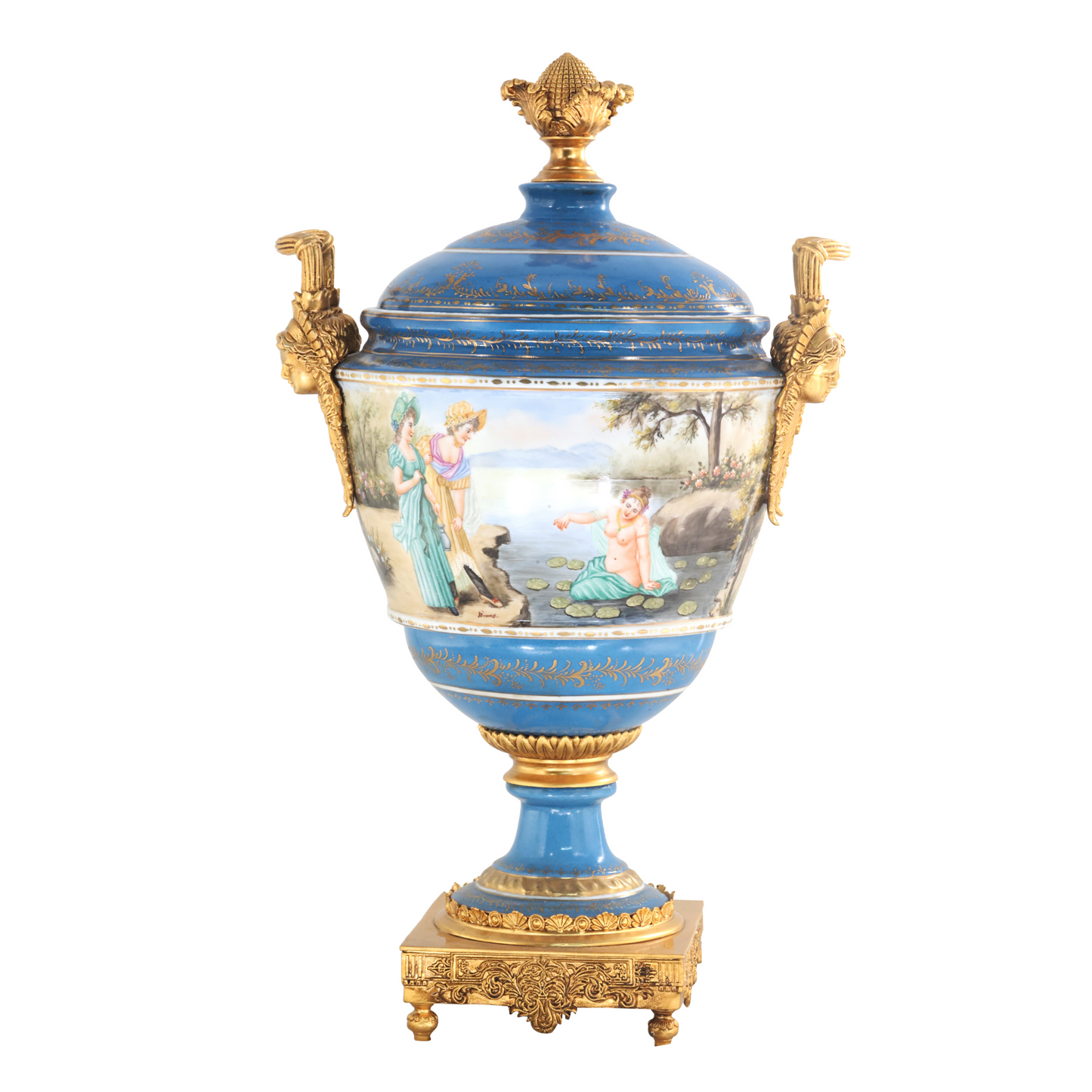 Tarro Porcelana Y Bronce