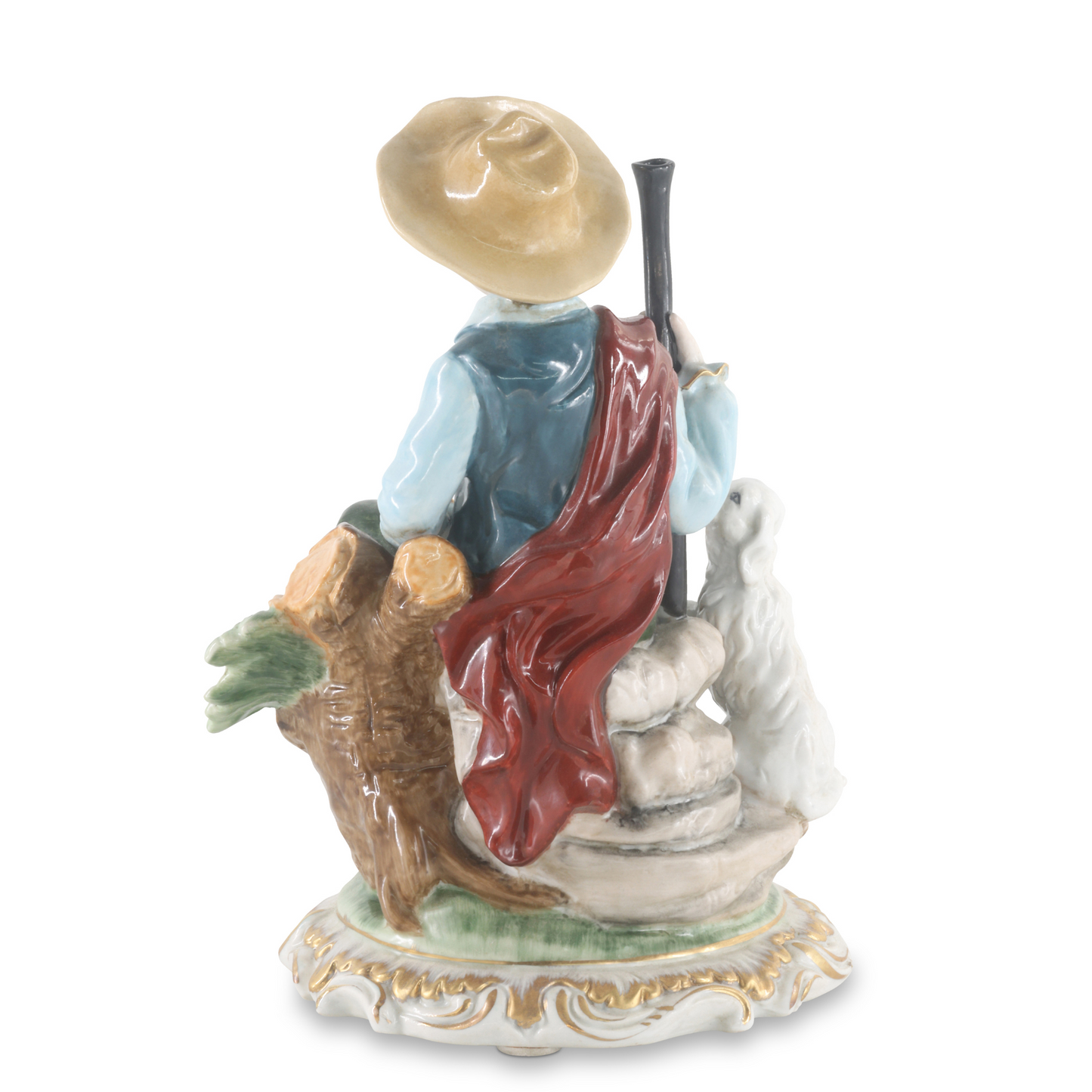 Boy Hunting Rococo Style Hand-painted Porcelain Figurine