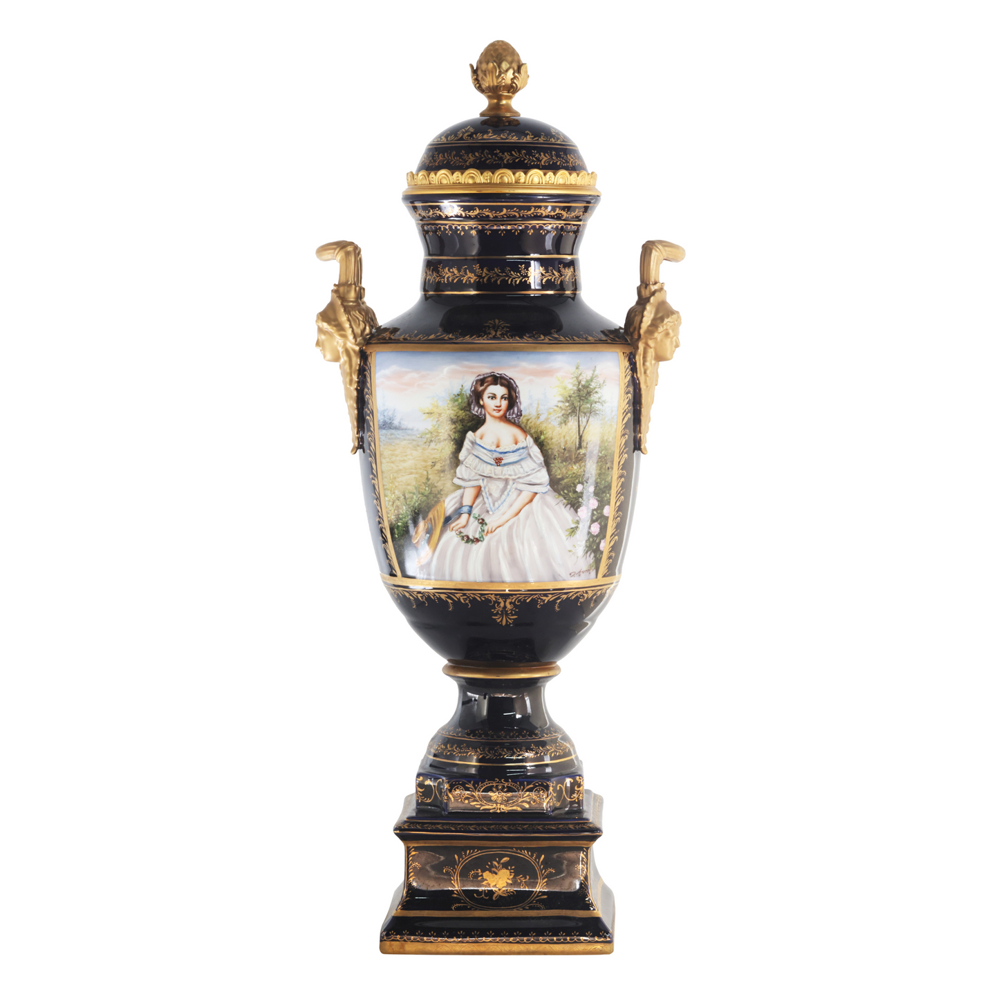 Gorgeous Hand-painted Porcelain And Bronze Vase
