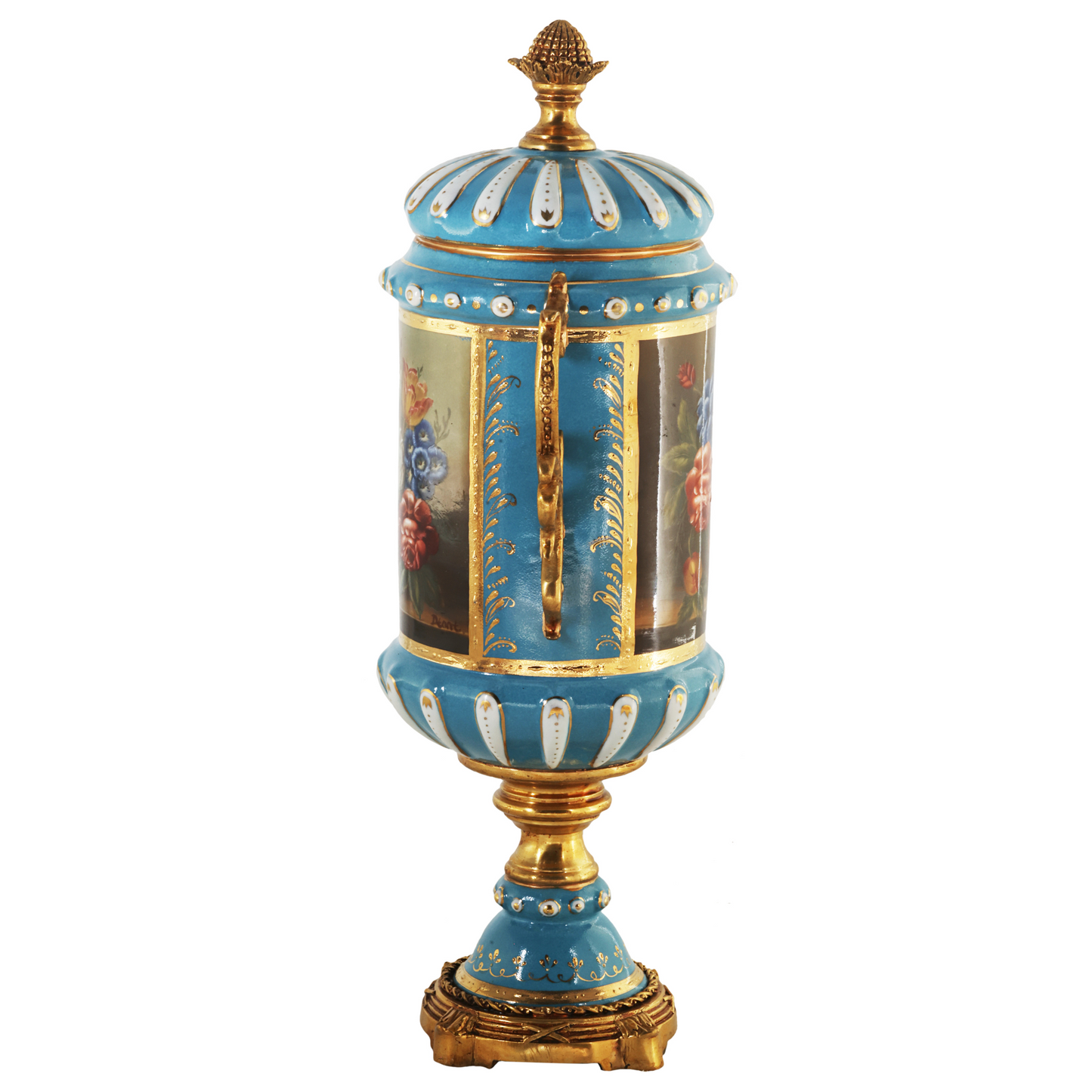 Hand-painted Baroque Floral Motif Jar