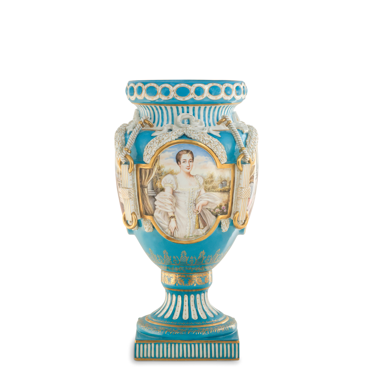 Hand Painted Rococo Style Porcelain Vase