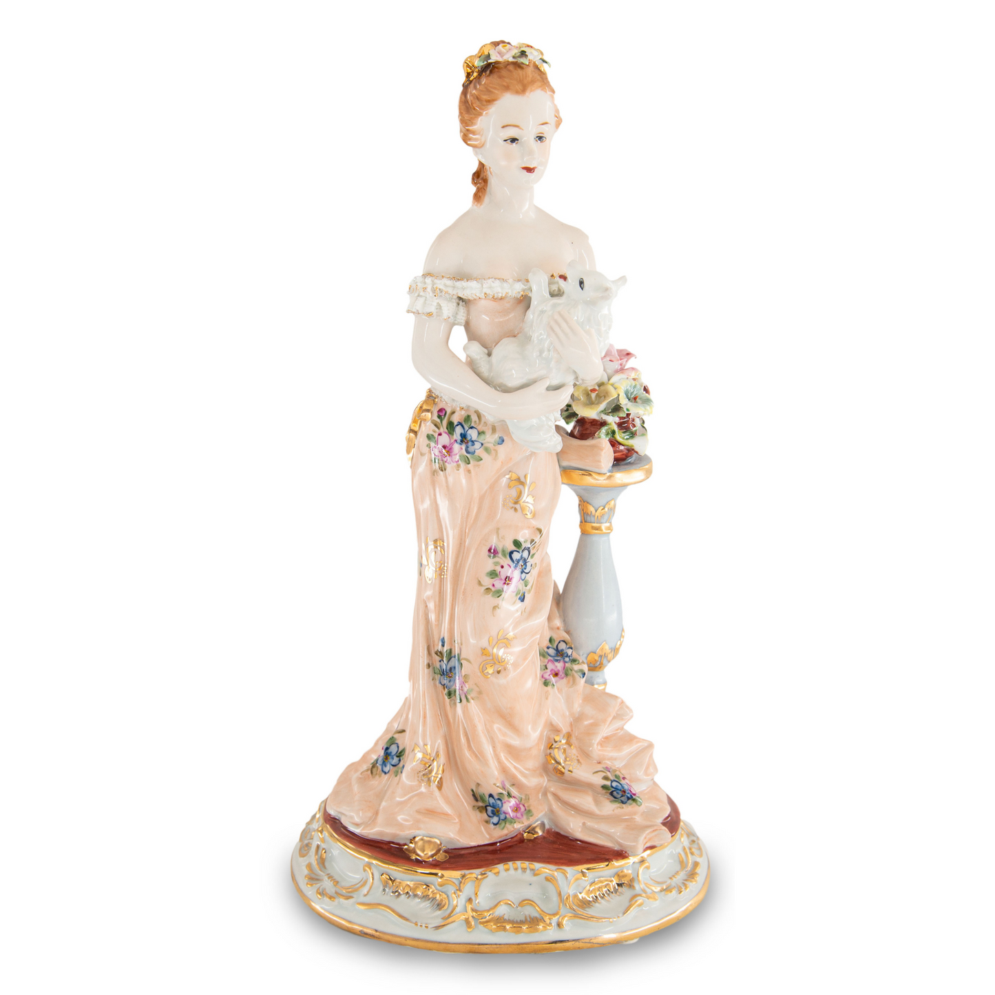 Net Lace Porcelain Woman With Dog