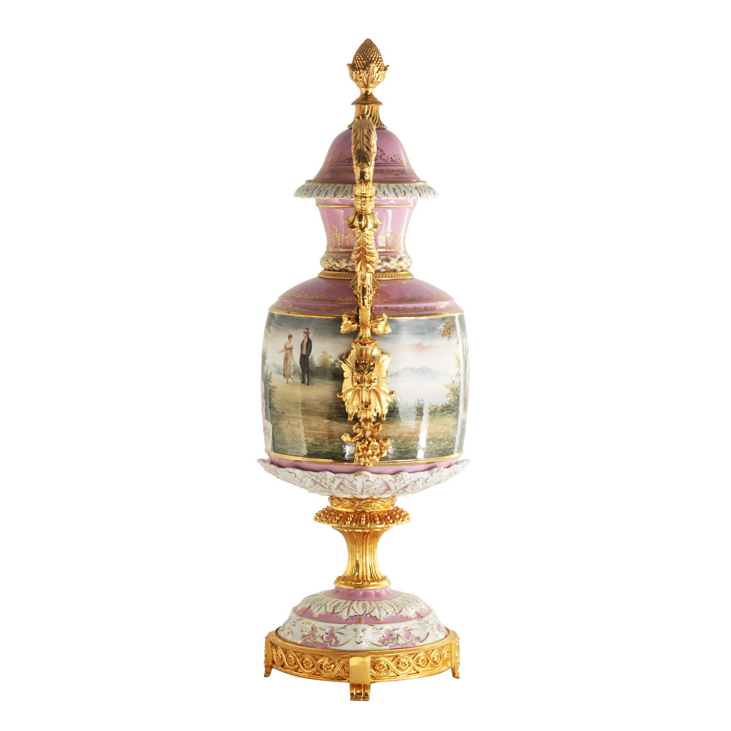 Striking Porcelain And Bronze Handle Vase