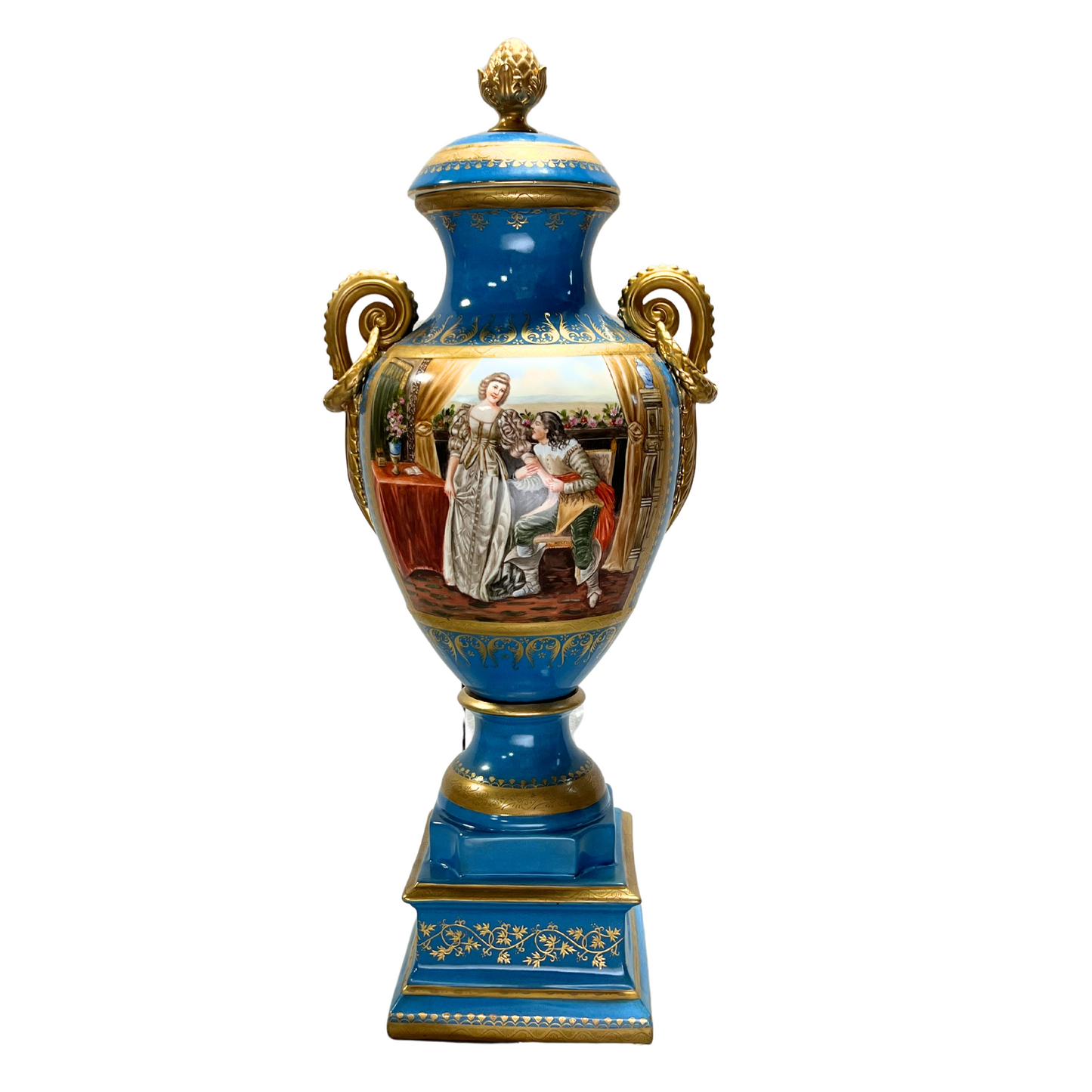 Gorgeous Hand-painted Porcelain And Bronze Vase