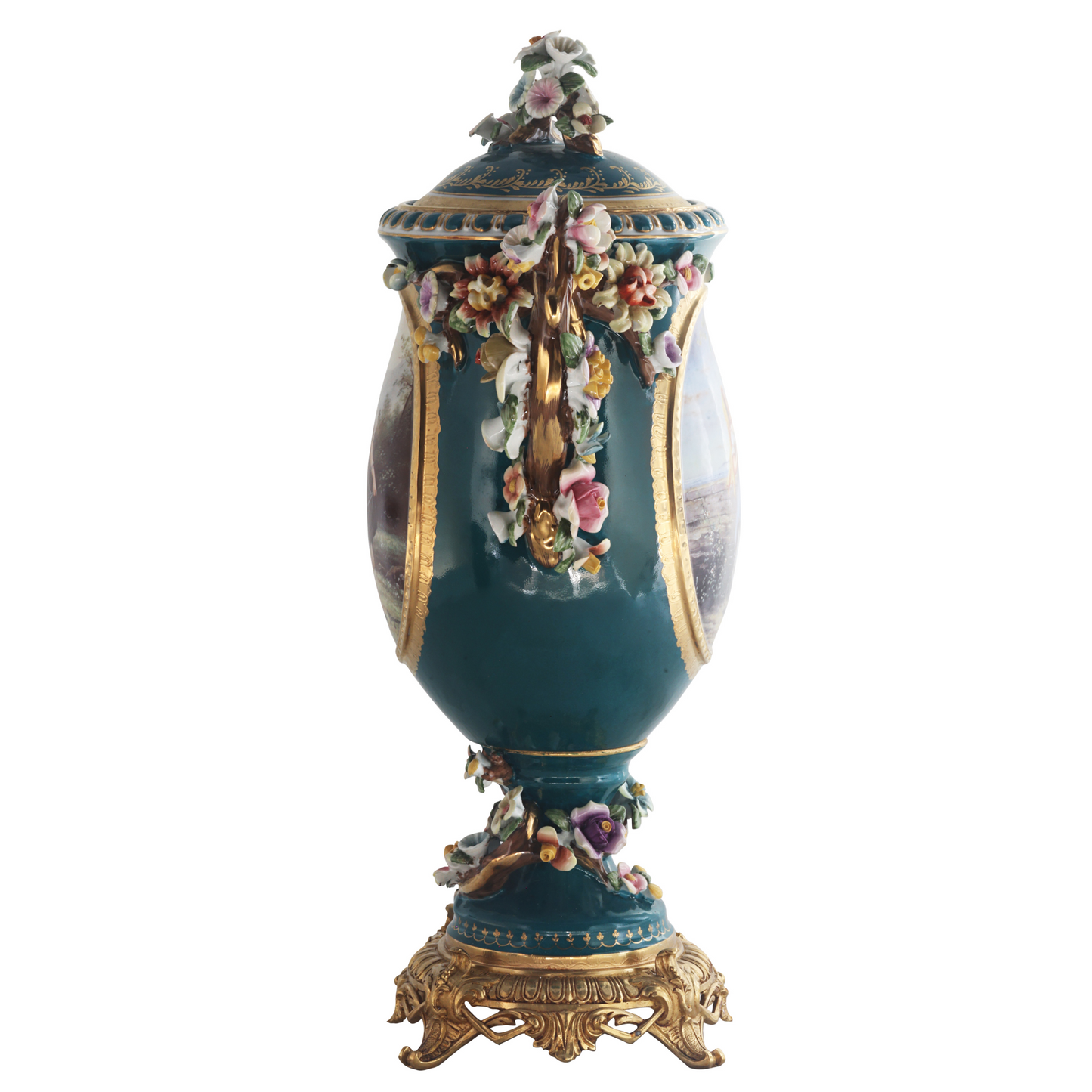 Porcelain Flower Three Dimensional Floral Urn