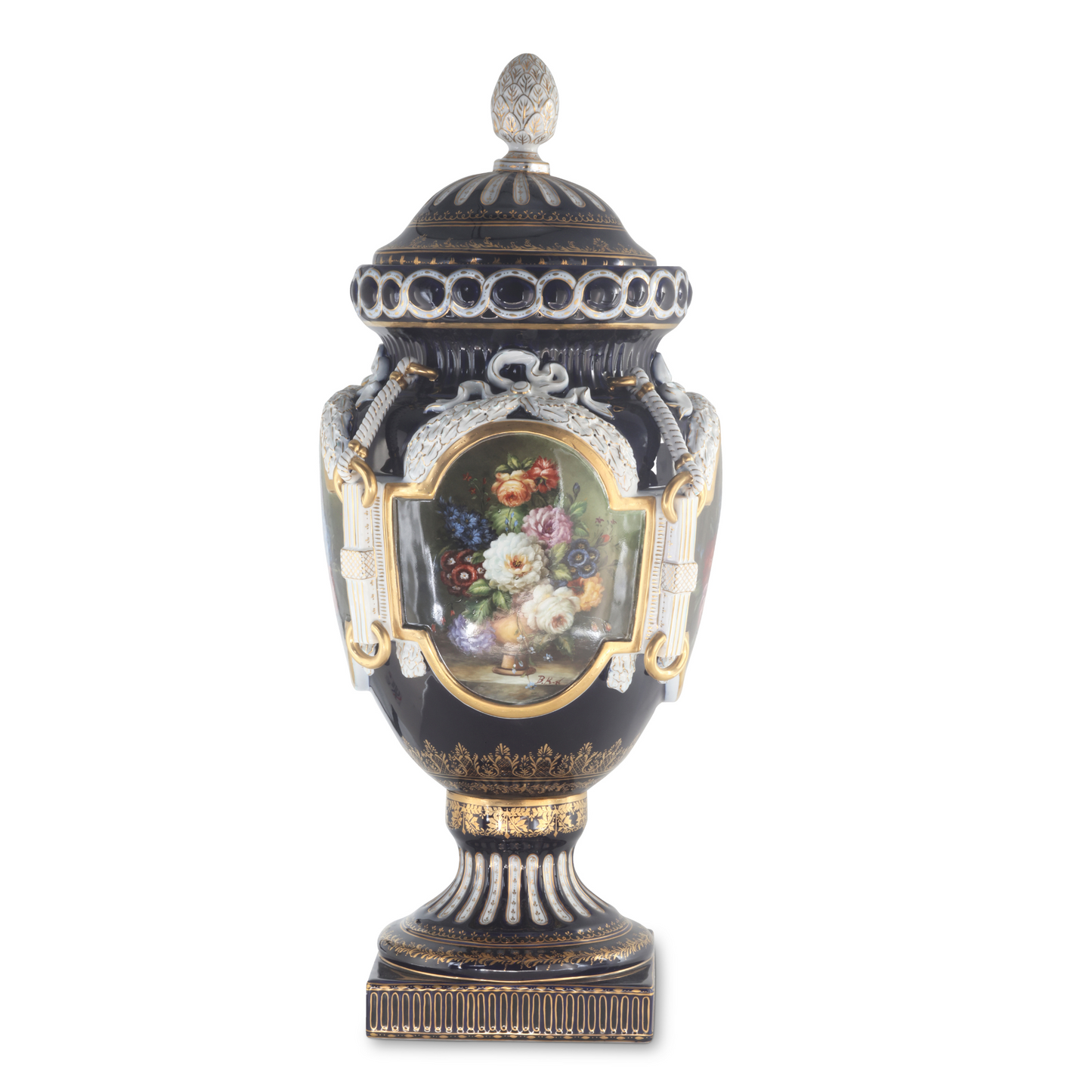 Hand Painted Rococo Style Porcelain Vase