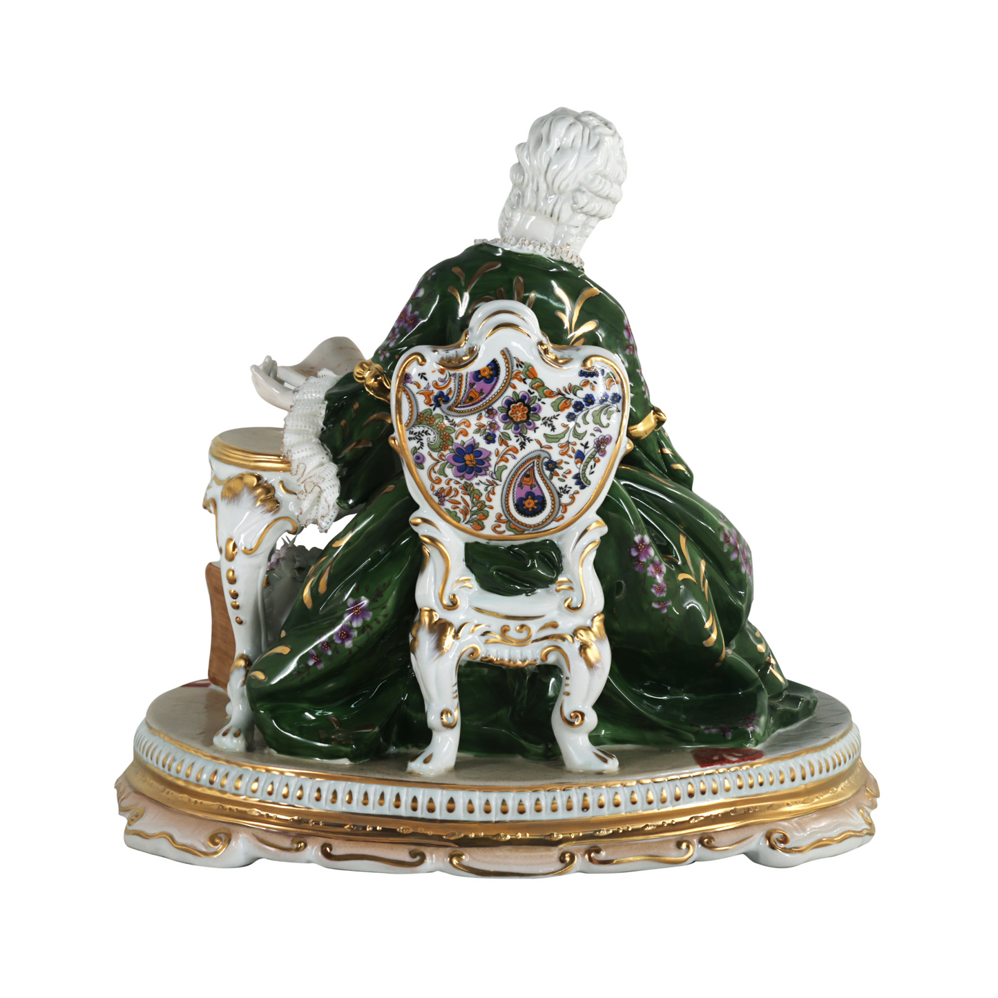 Net Lace Porcelain Reading Lady Figurine