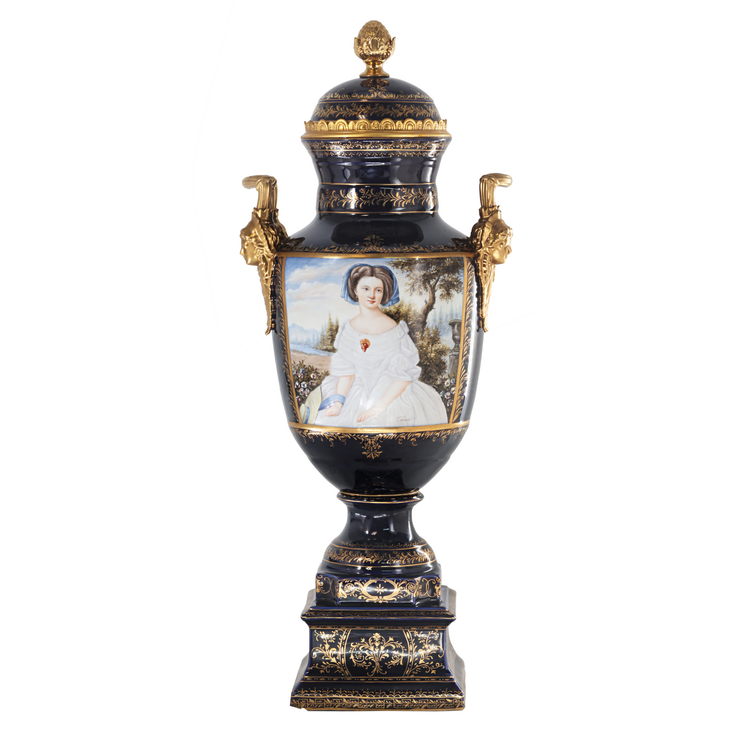 Gorgeous Hand-painted Porcelain And Bronze Vase