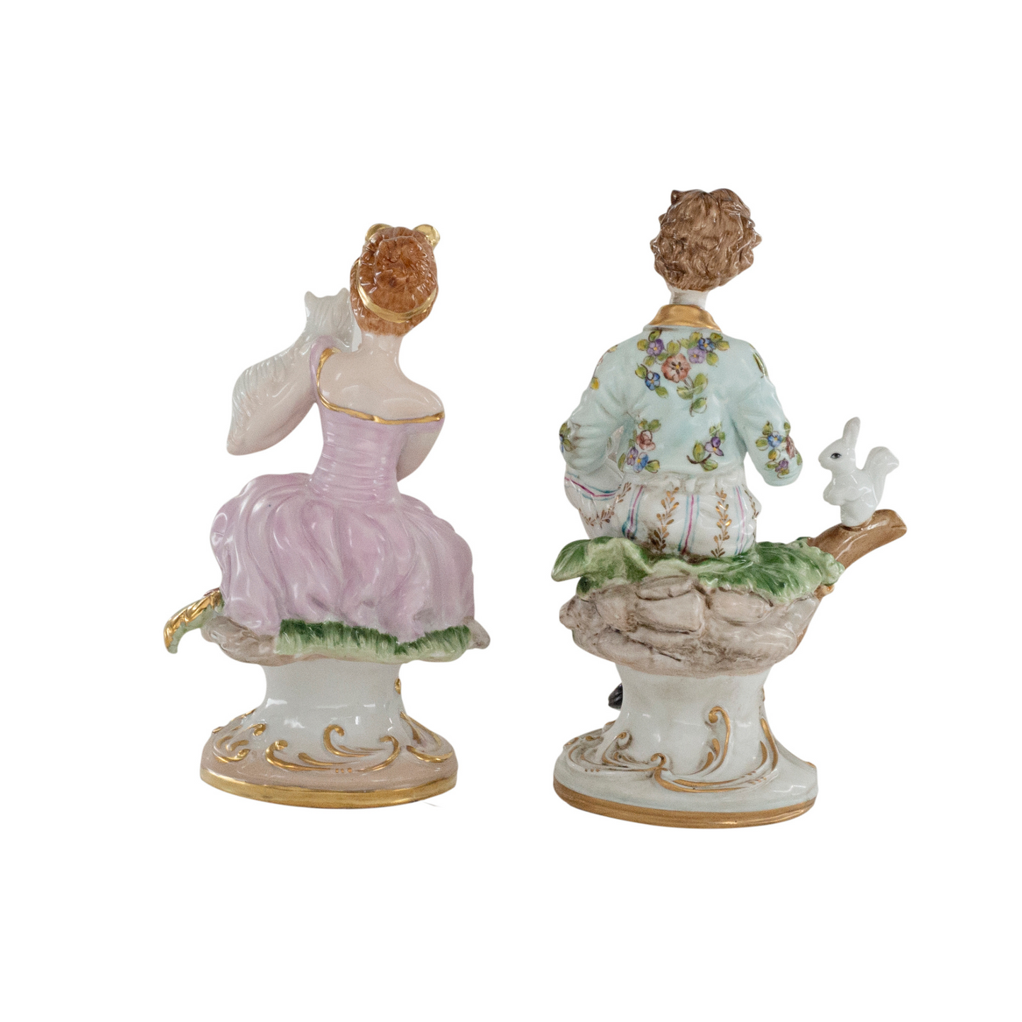 Rococo Style Porcelain Young Girl & Boy Figurine Pair