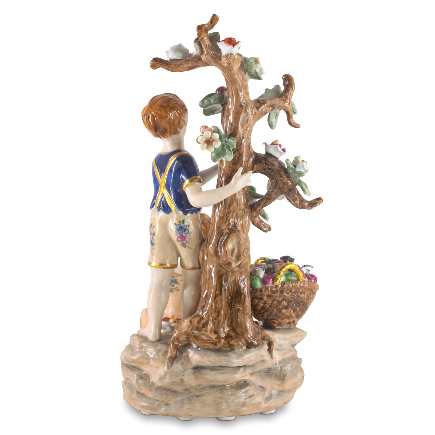 Pareja de figuras de porcelana rococó Niños juguetones en la naturaleza