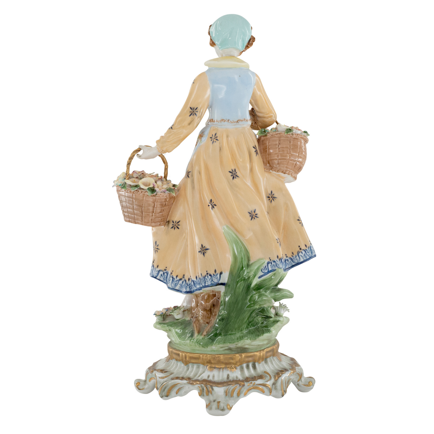 Woman Picking Flowers Porcelain Figurine