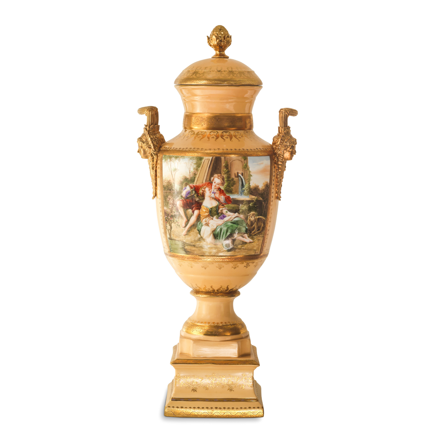 Gorgeous Hand-painted Porcelain And Bronze Vase