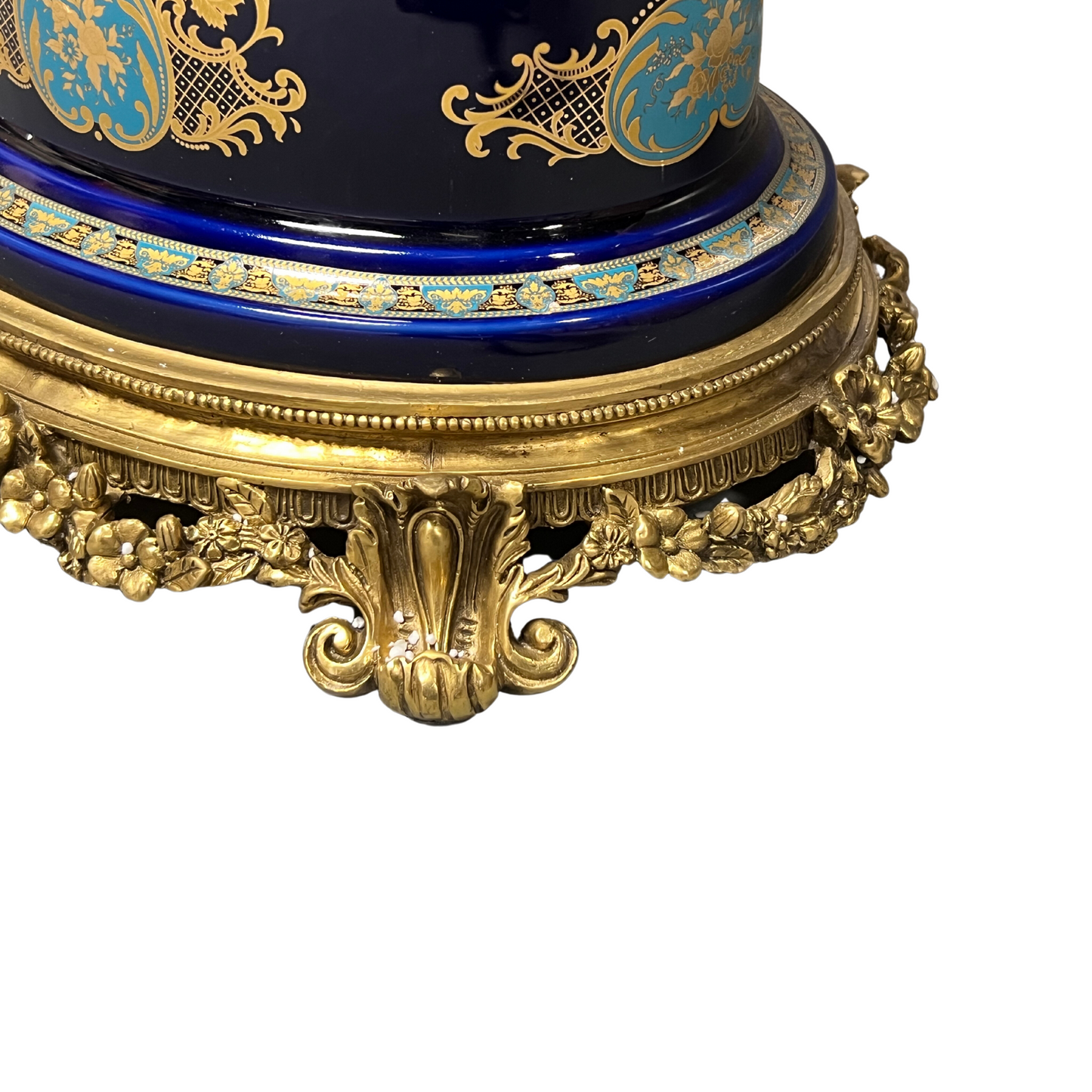 Porcelain and Bronze Rococo Style Decorative Bowl