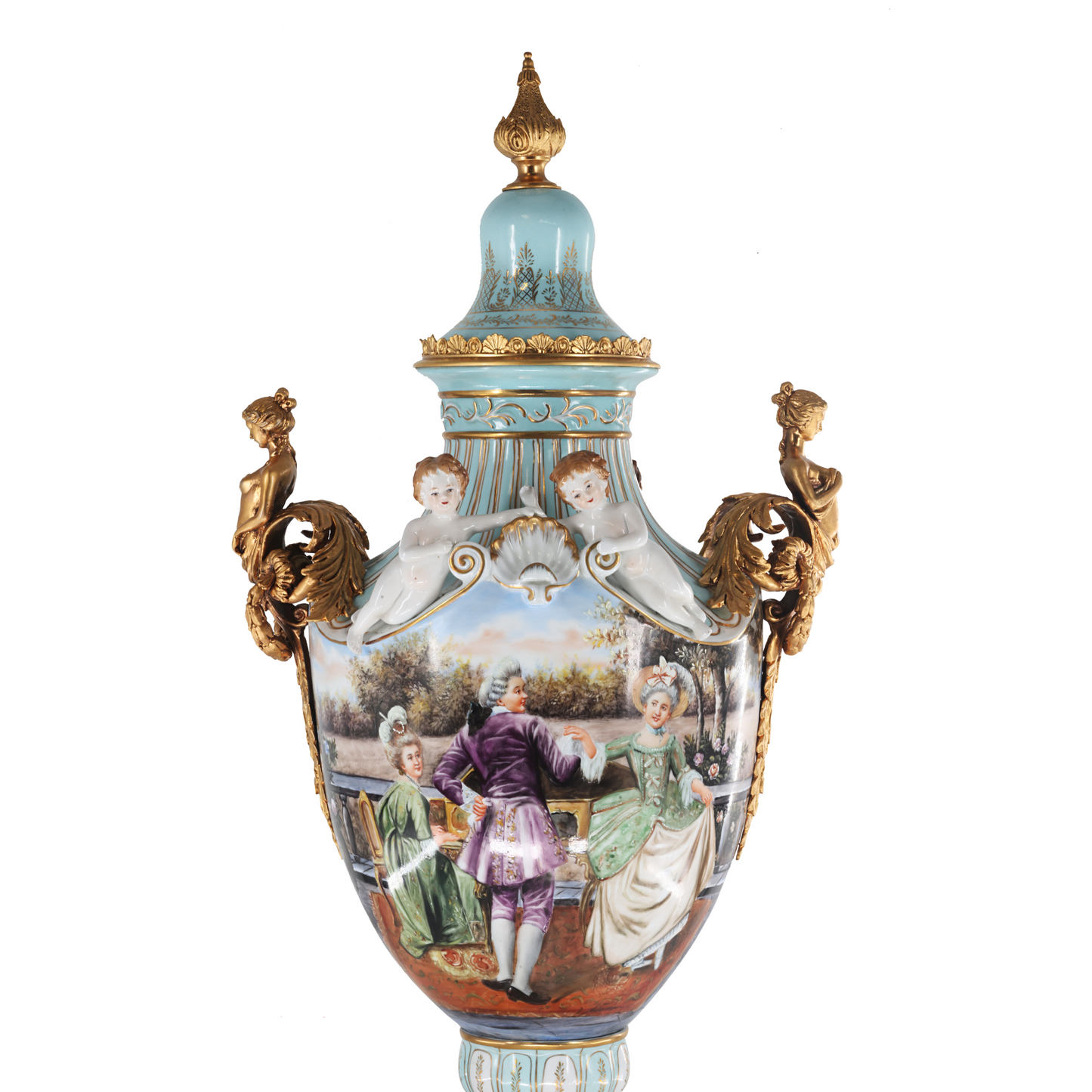 Gorgeous Rococo Style Hand-painted Porcelain Vase