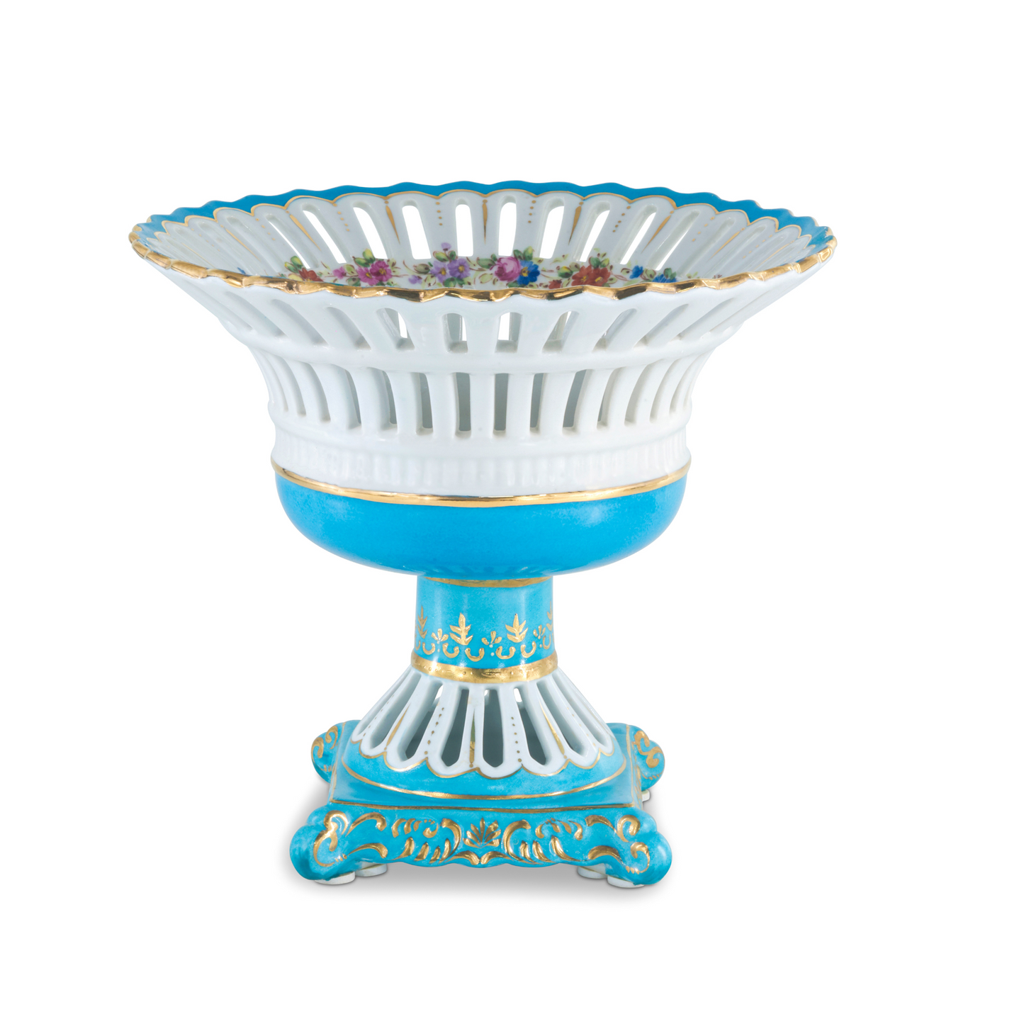 Decorative Fruit Bowl with Flower Motif