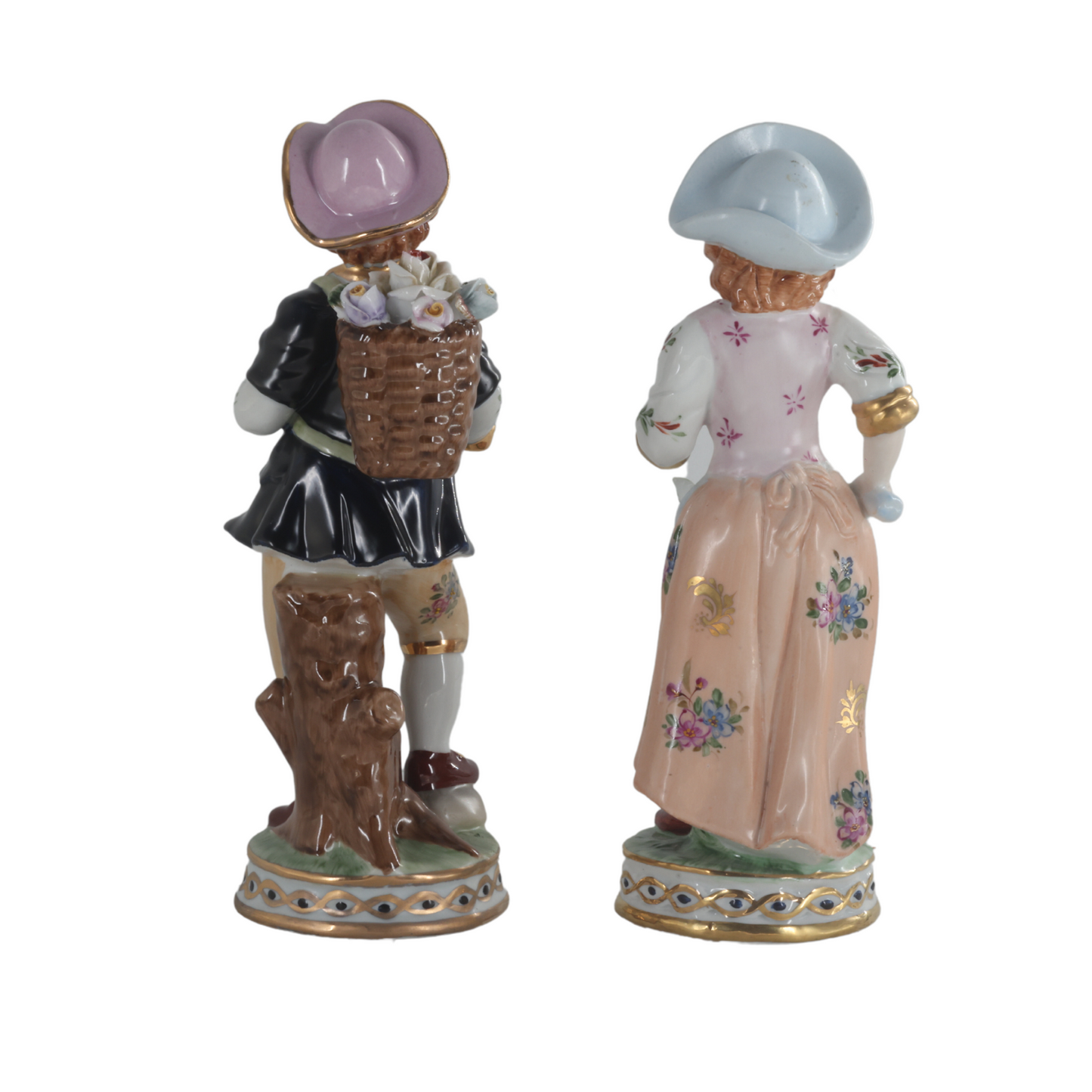 Pareja de Figuras Niña y Niño de Porcelana Estilo Rococó
