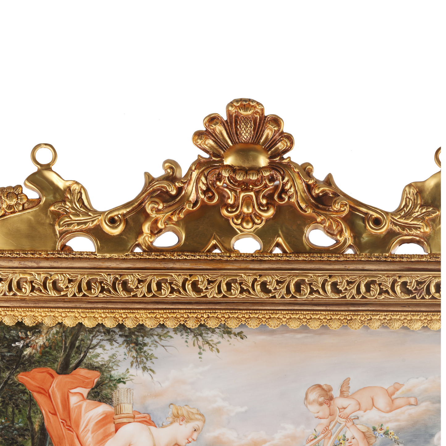 Cuadro Porcelánico Mitológico En Marco Bronce