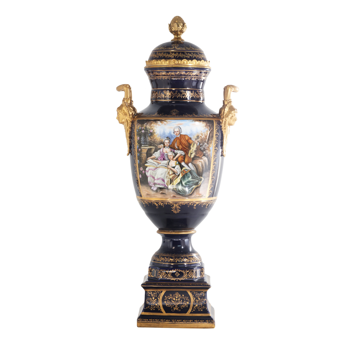 Gorgeous Hand Painted Porcelain And Bronze Vase